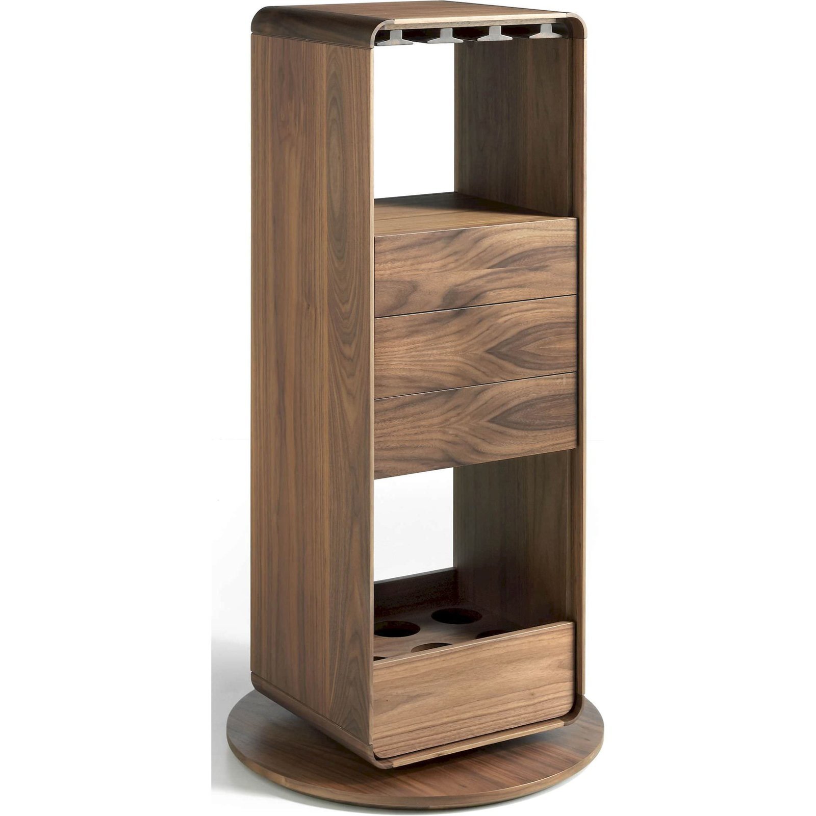 Meuble Bar En Bois Finition Noyer Avec Rangement Intégré - Noyer