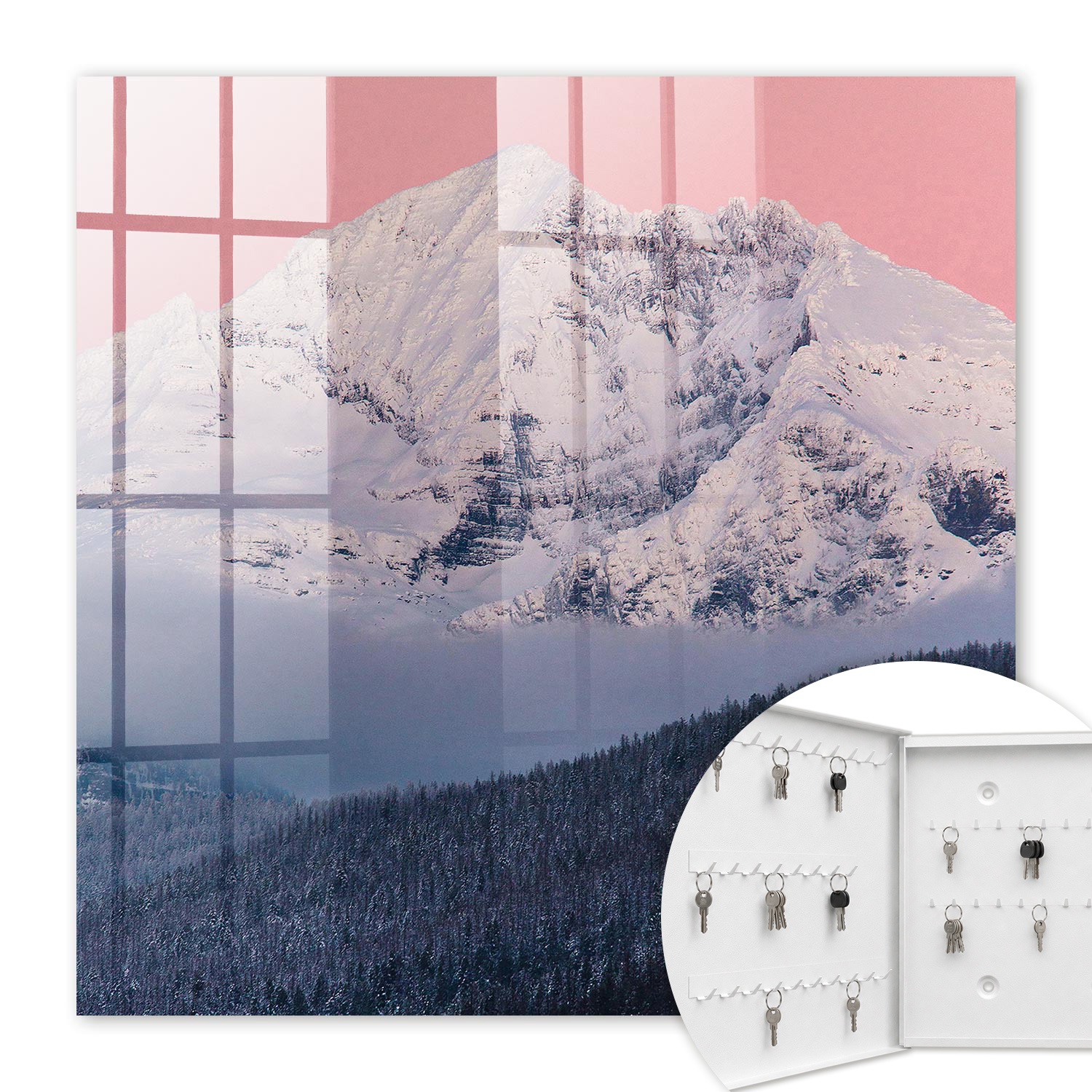 Armoire À Clés - (30 Cm X 30 Cm) - Boîte À Clés Murale - Coffret De Rangement Pour Clés - Couleur Blanche - Ouverture Vers La Gauche - Pour Maison Et Bureau - Pic Hivernal