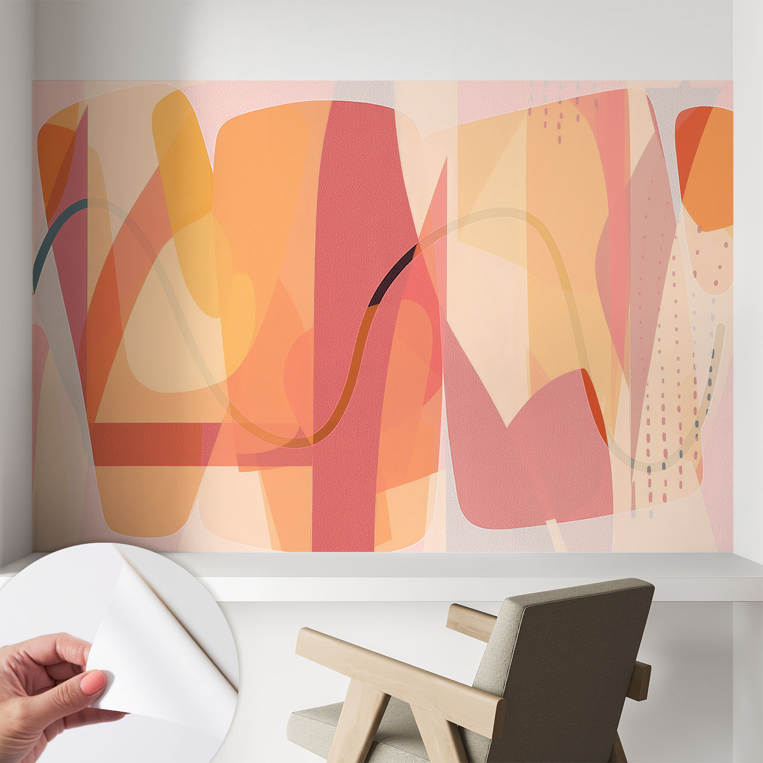 Papier Peint Adhésif Autocollant Pour Salon Chambre À Coucher Tendance Et Originale Abstraction Colorée 104x70 Cm
