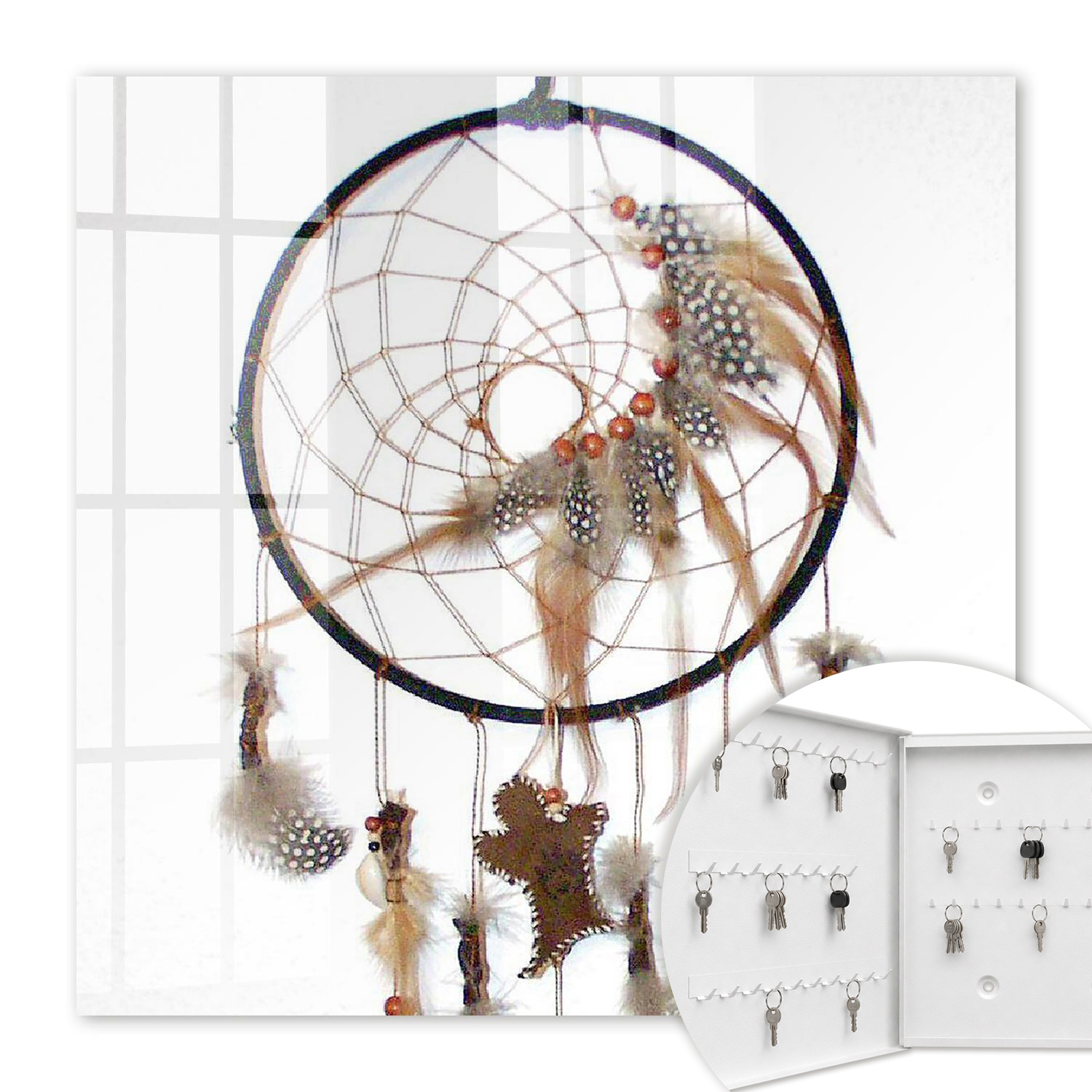 Armoire À Clés - (30 Cm X 30 Cm) - Boîte À Clés Murale - Coffret De Rangement Pour Clés - Couleur Blanche - Ouverture Vers La Gauche - Pour Maison Et Bureau - Talisman Ancien