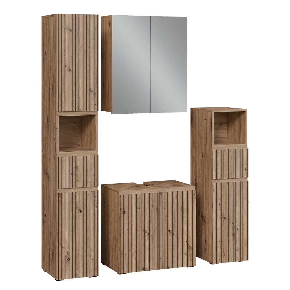 Ensemble De Meubles De Salle De Bain Takumi, Chêne Artisan, 4 Pièces, Vicco