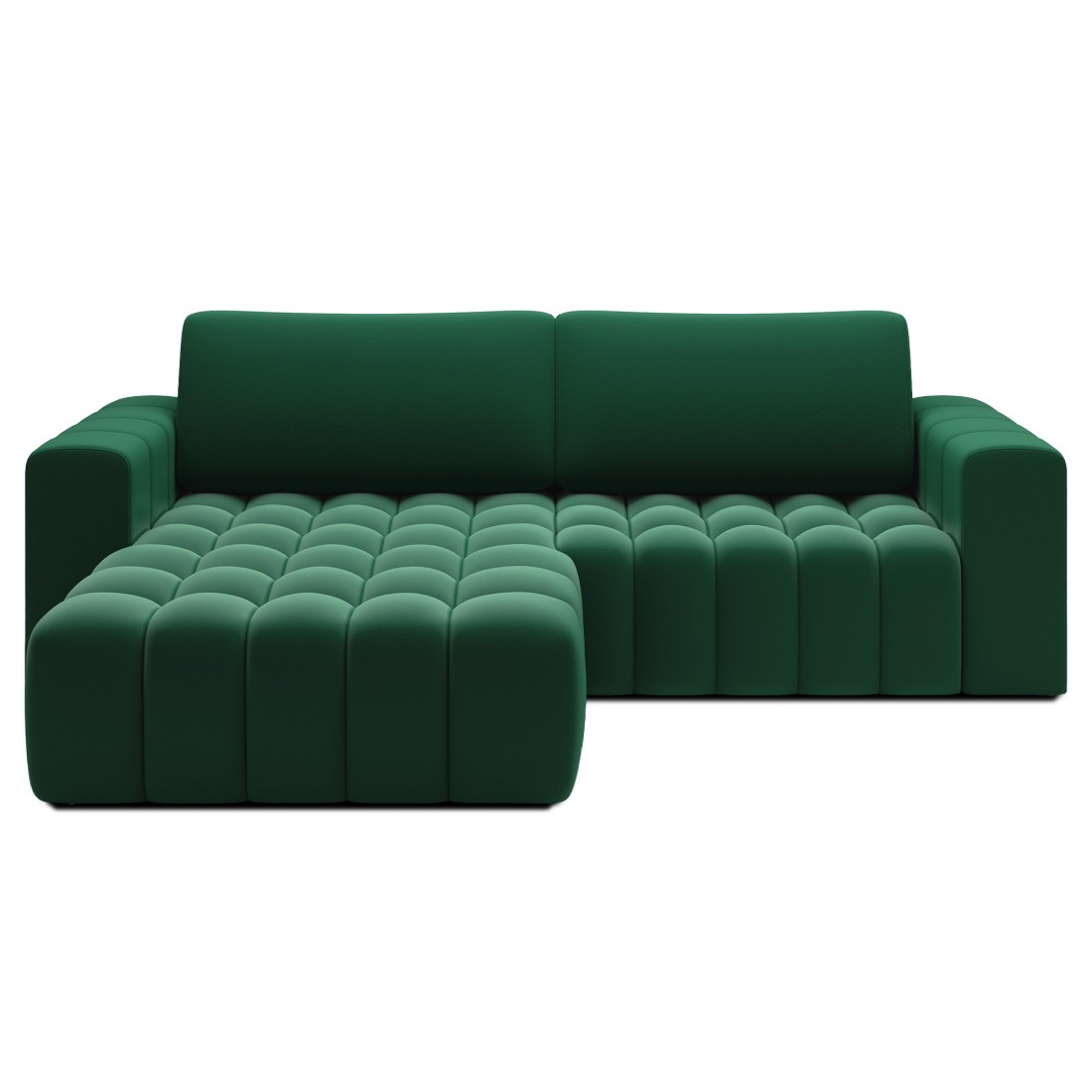 Canapé D'Angle Convertible Dory Vert Foncé 250 Cm Avec Coffre De Rangement Angle Gauche