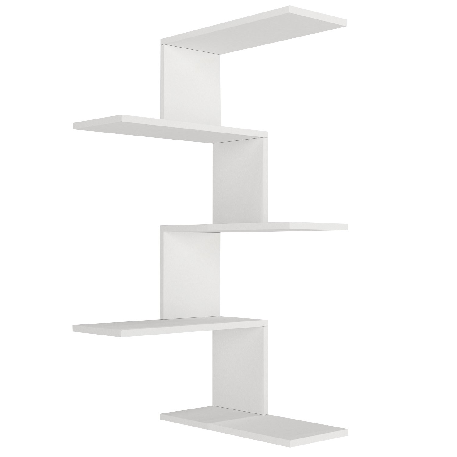 Étagère D'Angle Murale En Bois "caniko" - 51 X 29 X 109 Cm - Blanc