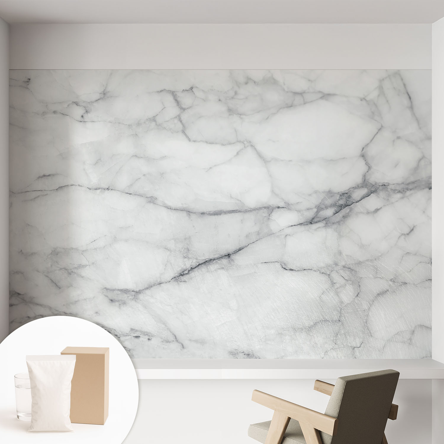 Papier Peint Intissé Mural Pour Salon Chambre À Coucher Tendance Et Originale - Colle Incluse Gratuite Élégance Marbrée 152x104 Cm