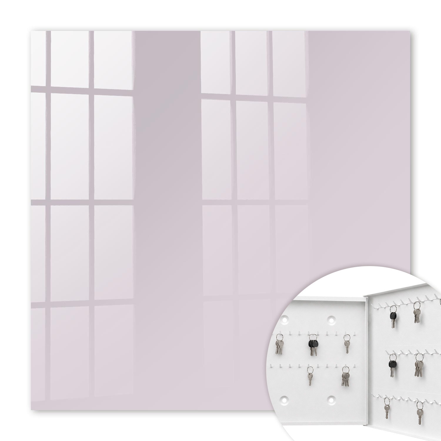 Armoire À Clés - (30 Cm X 30 Cm) - Boîte À Clés Murale - Coffret De Rangement Pour Clés - Couleur Blanche - Ouverture Vers La Droite - Pour Maison Et Bureau - Lilas Clair