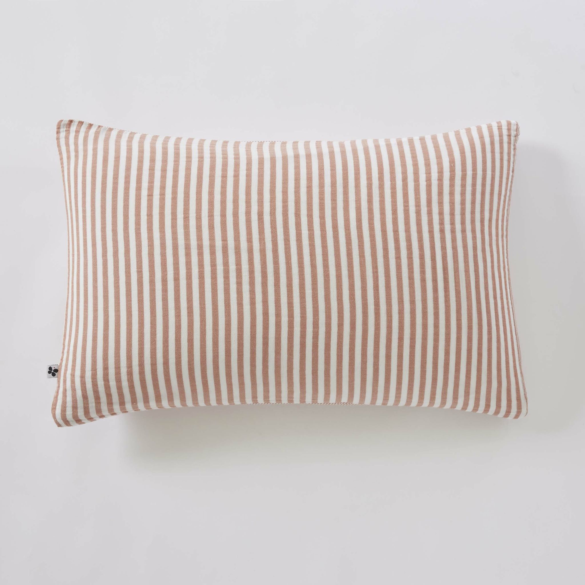 Taie D'oreiller Livia 50 X 70 Cm - Double Gaze De Coton Rayée - Abricot