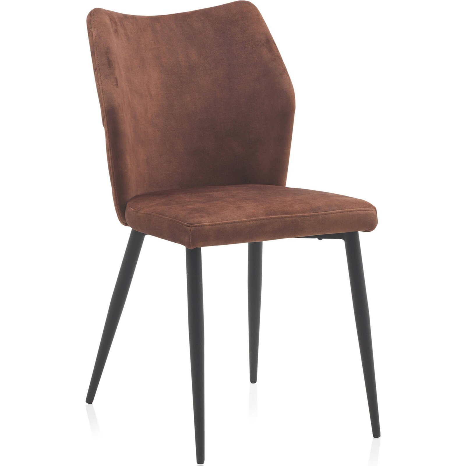 Chaise Marron Velours Pieds Métal Noir Assise Confortable - Marron Velours Effet Terracotta