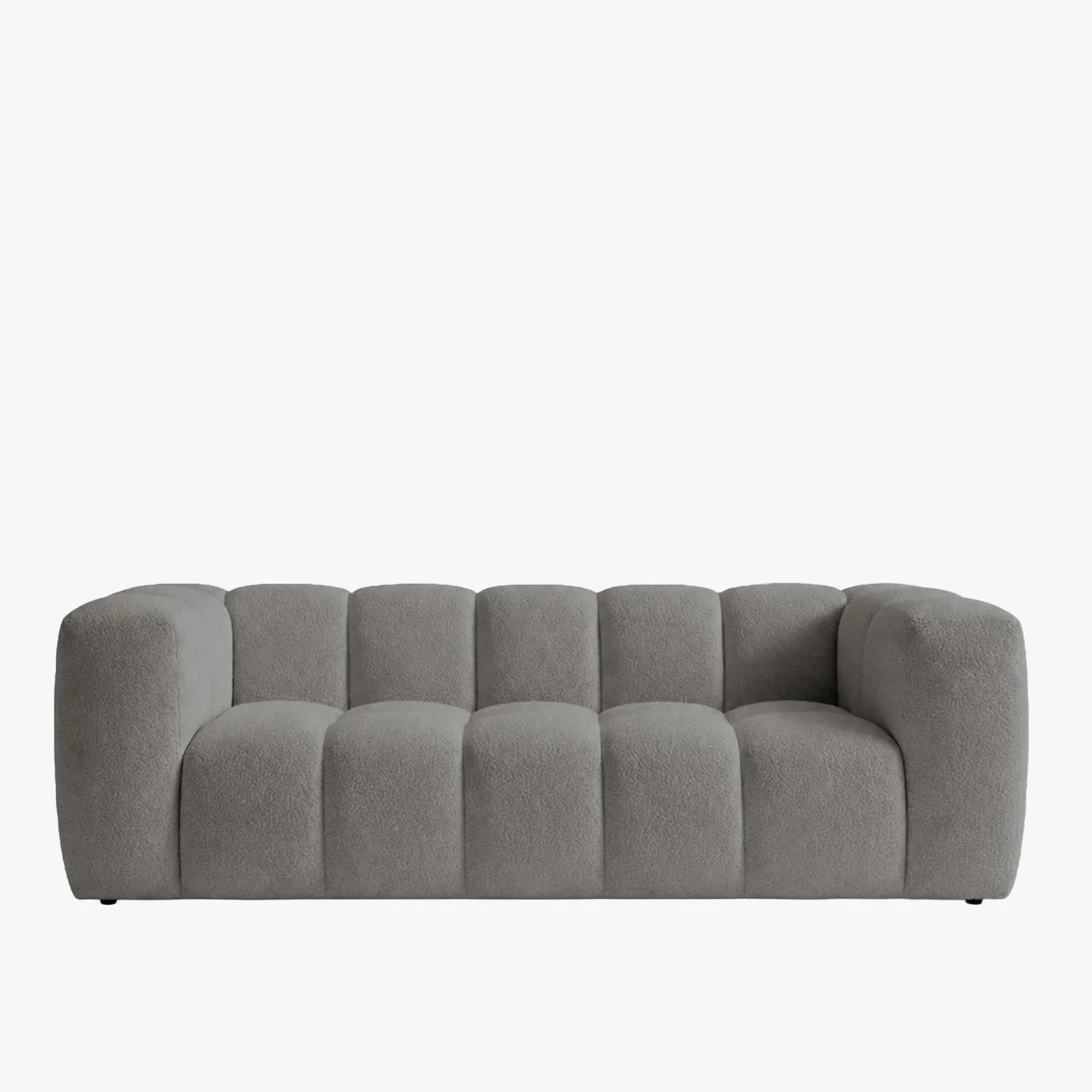 Layane - Canapé 3 Places Tissu Bouclette Gris Clair