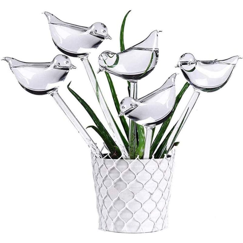 5lot Arrosage Automatique En Verre, Abreuvoir De Plantes Globes En Forme D'Oiseau Transparent Pour Plantes D'Intérieur Jardin Stakes Fleurs