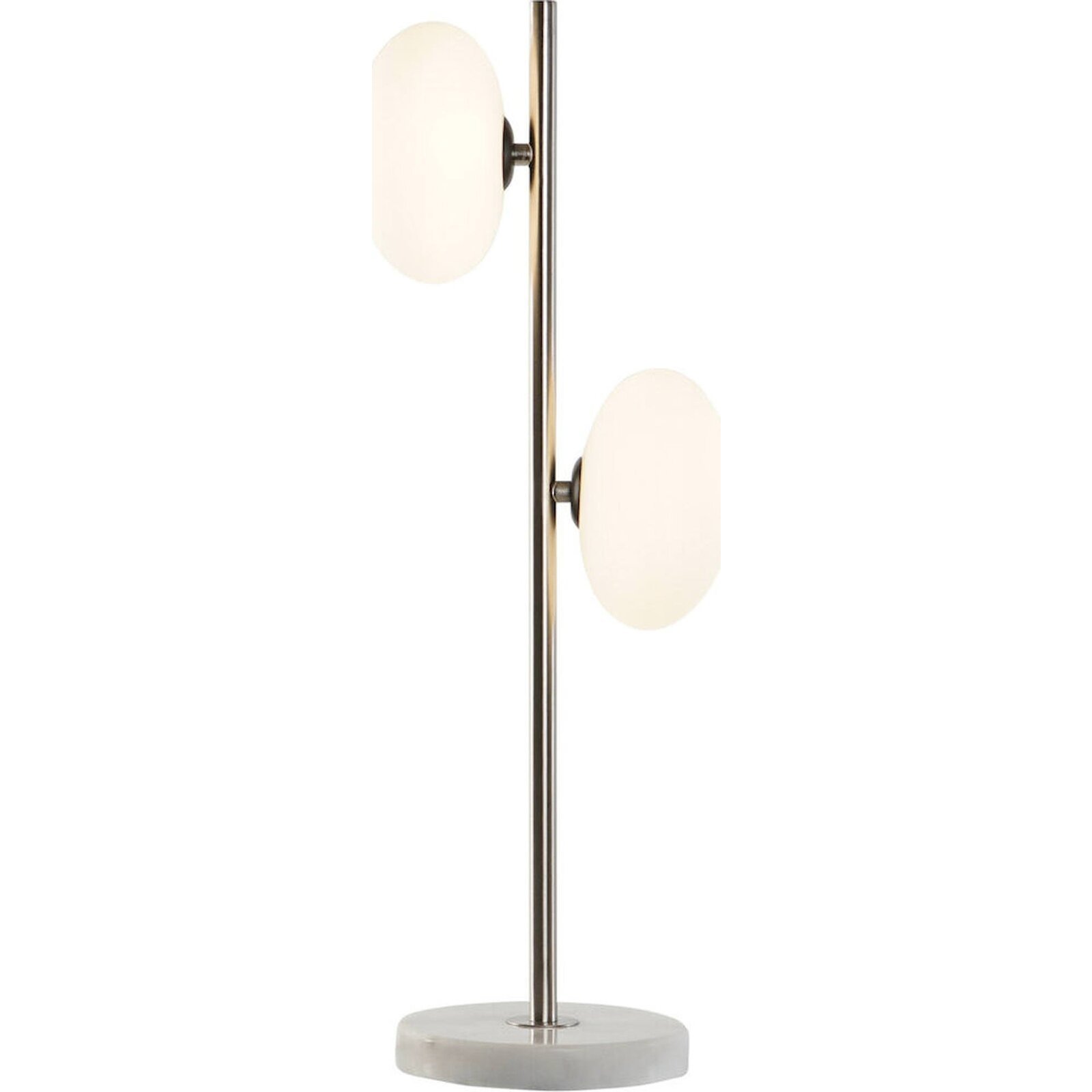 Lampe De Table Design Verre Et Marbre Style Moderne Élégant - Argent Et Blanc Opalin