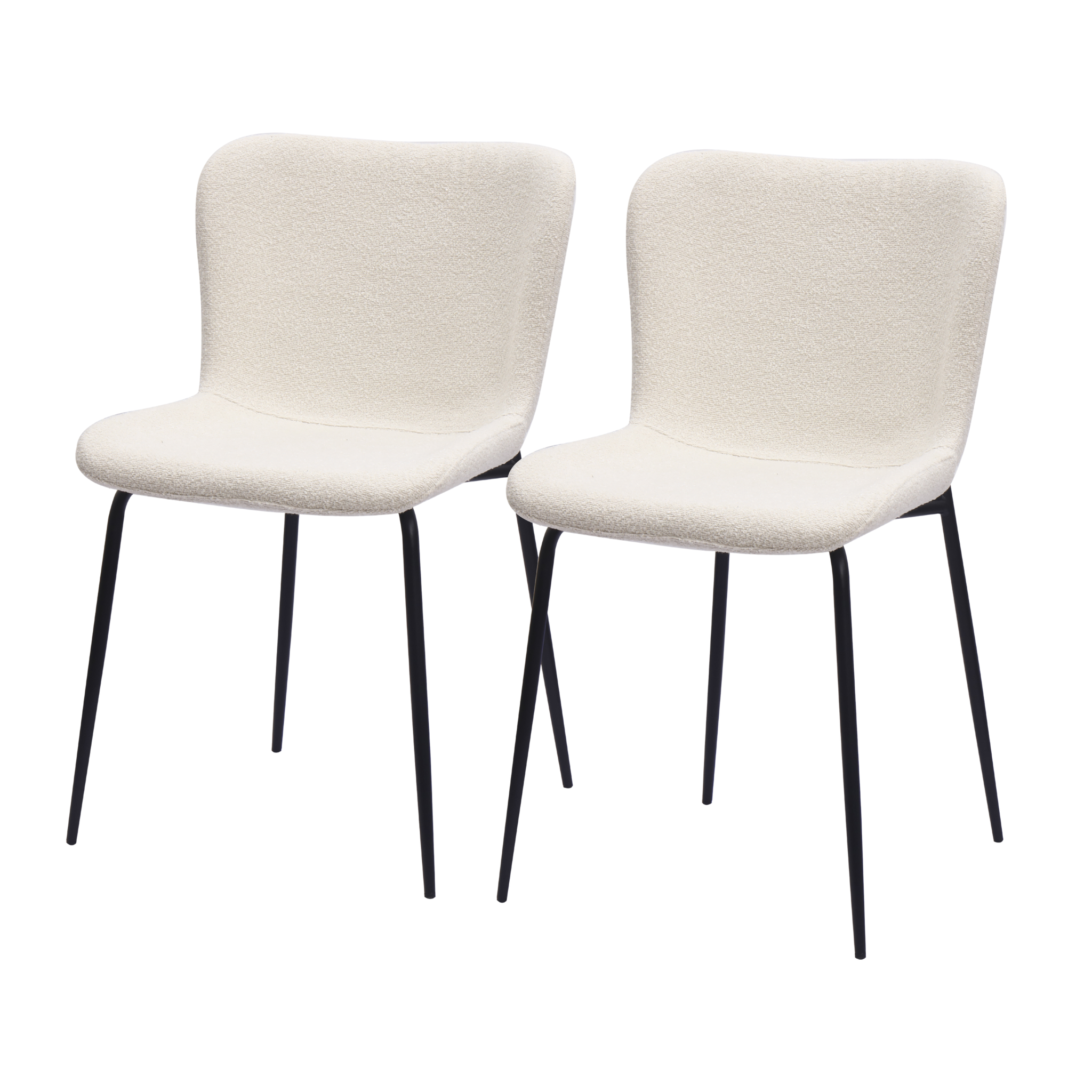 Redom Lot De 2 Chaises De Salle À Manger, Dossier Rond Haut, Soutien Lombaire, Tissu Blanc, Pieds En Métal