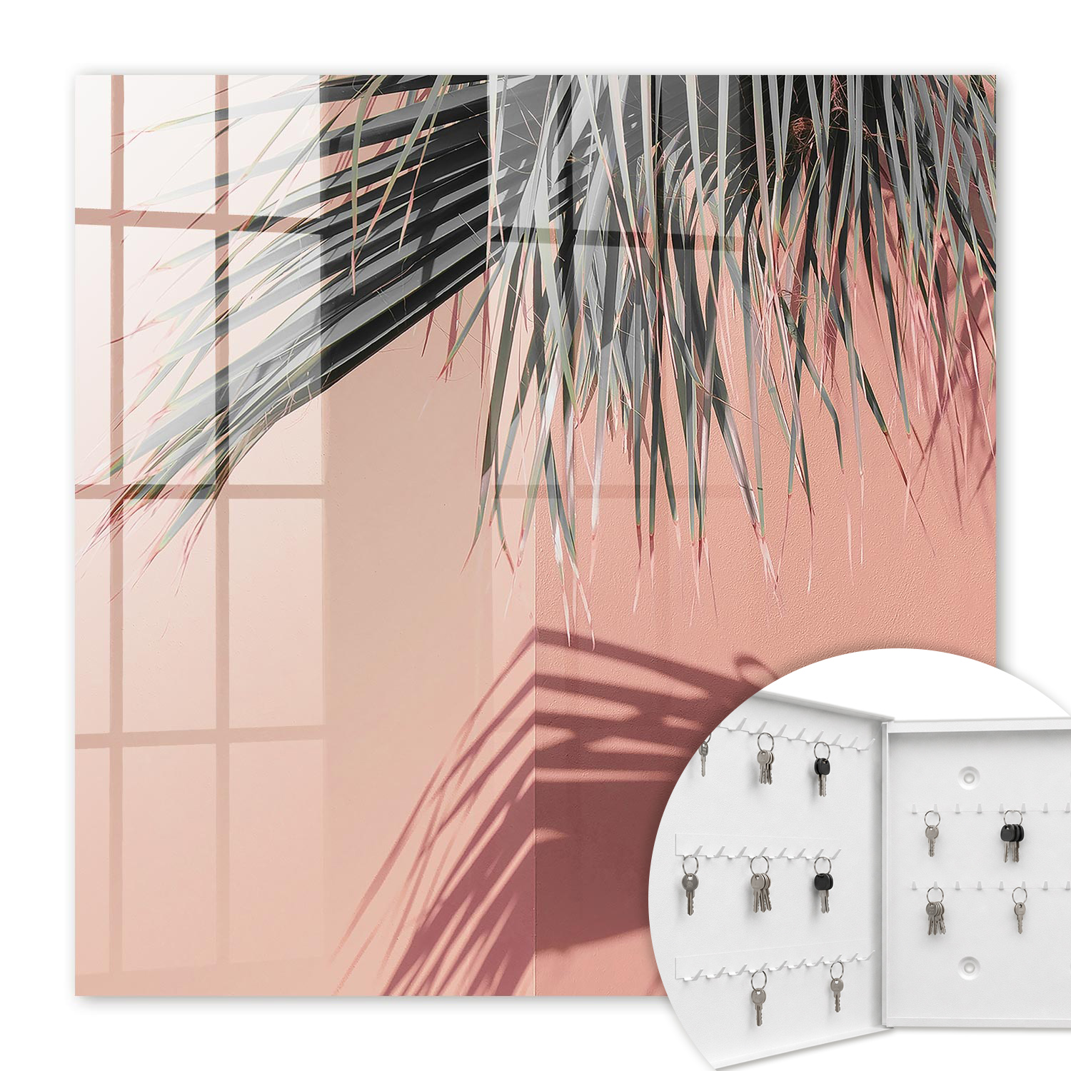 Armoire À Clés - (30 Cm X 30 Cm) - Boîte À Clés Murale - Coffret De Rangement Pour Clés - Couleur Blanche - Ouverture Vers La Gauche - Pour Maison Et Bureau - Élégance Tropicale