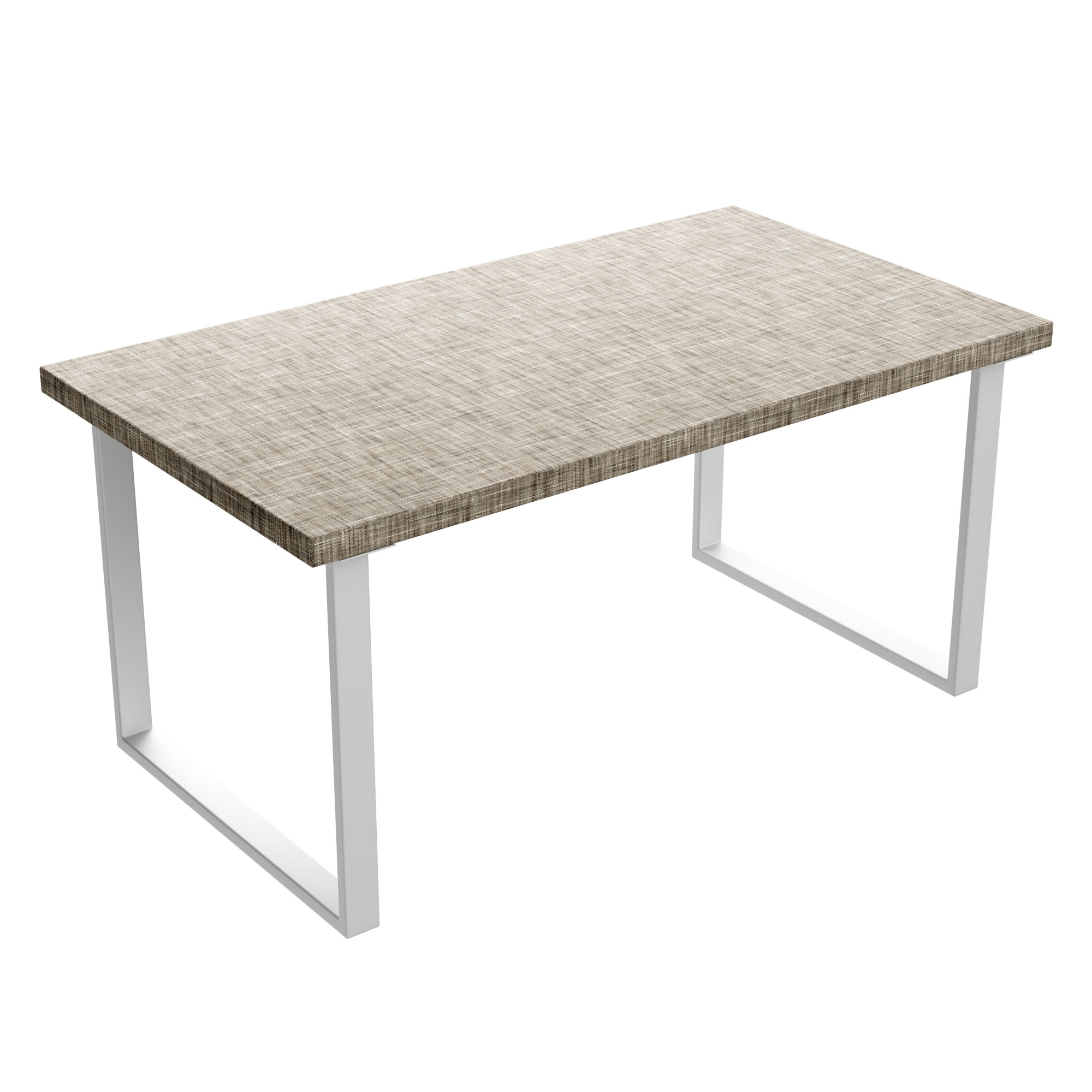 Table À Manger En Bois Et Métal Avec Pieds Carrés Blancs 220x100 Cm Gris Texturé