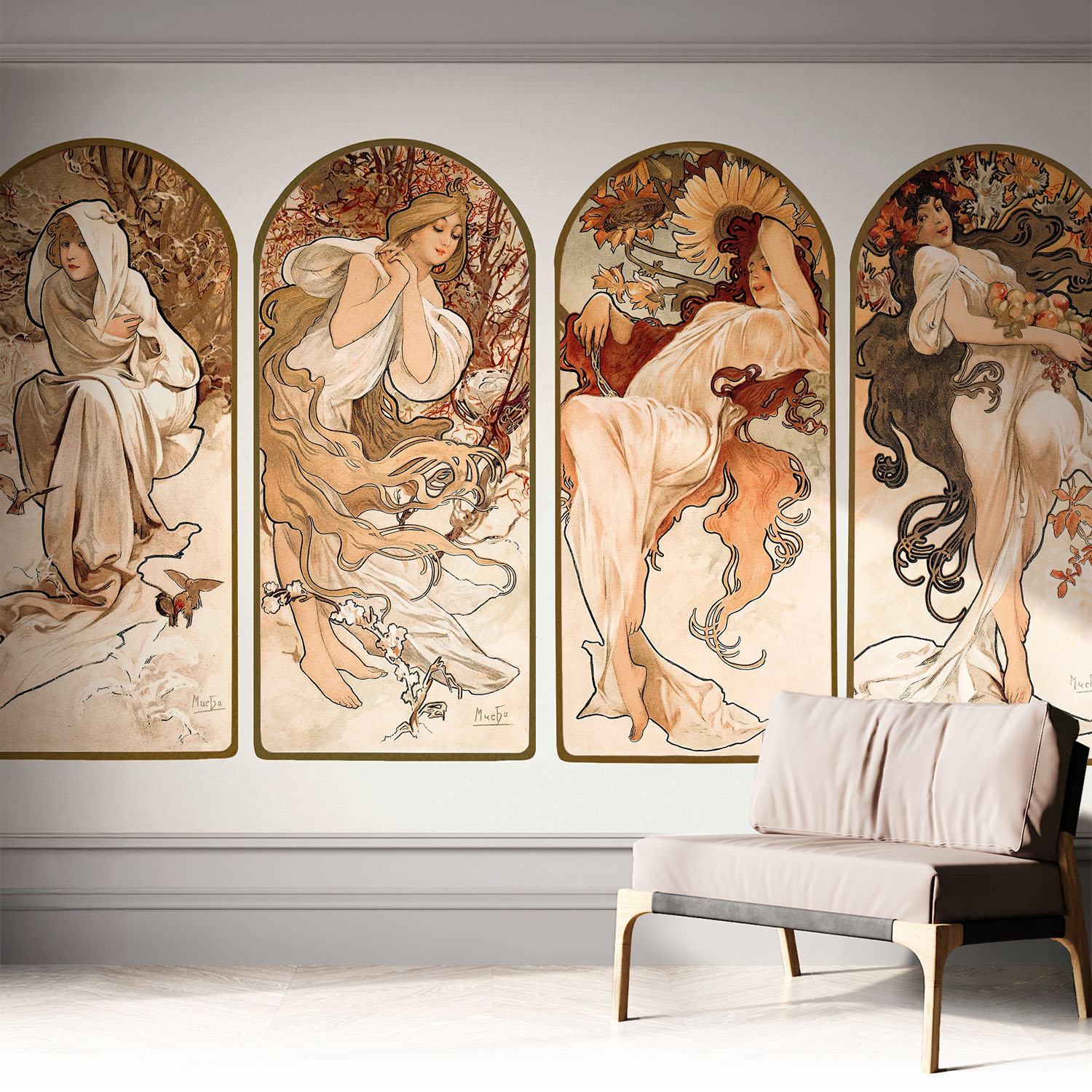 Papier Peint Adhésif Autocollant Pour Salon Chambre À Coucher Peint Imprimé Installation Facile Saisons Féminines 312x219 Cm