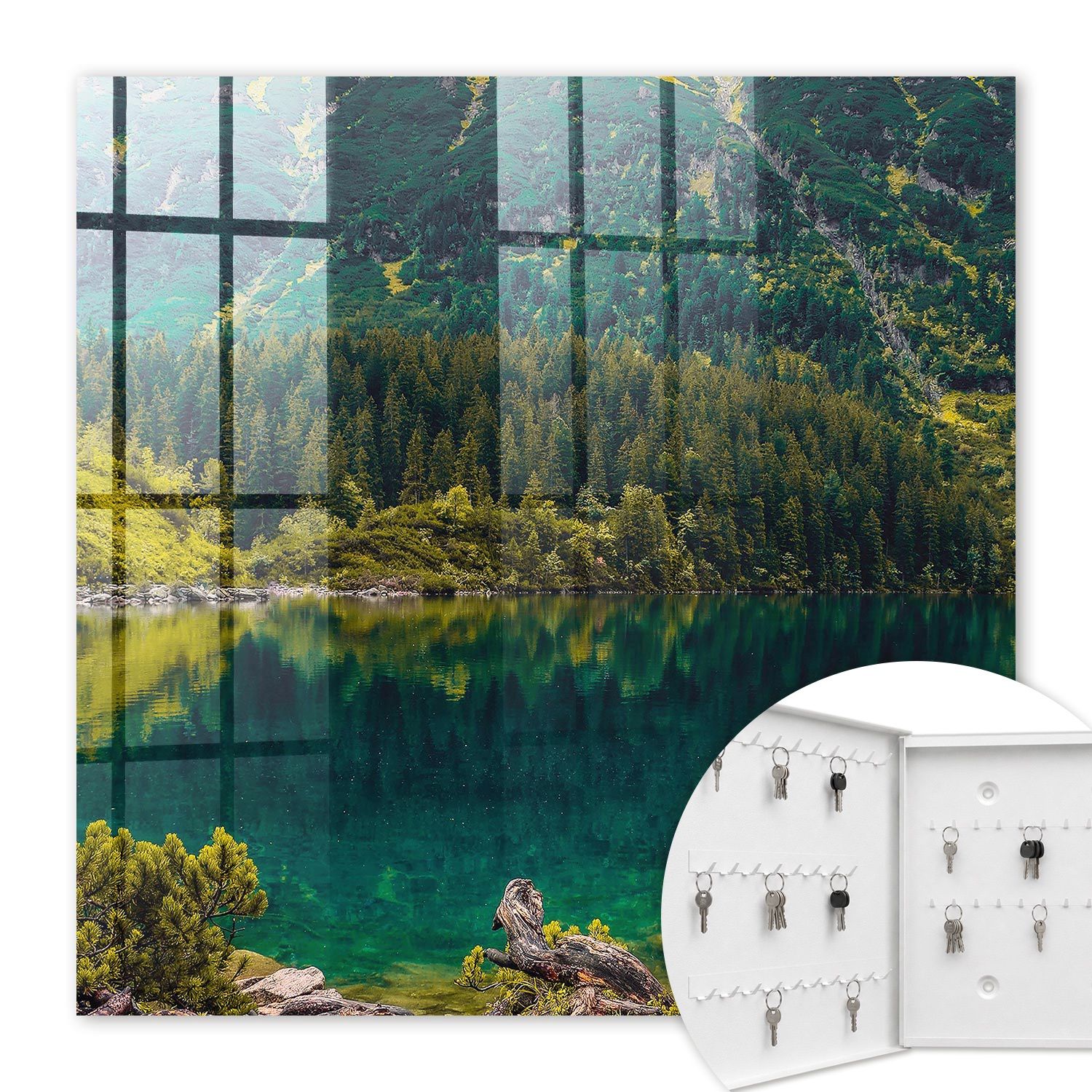 Armoire À Clés - (30 Cm X 30 Cm) - Boîte À Clés Murale - Coffret De Rangement Pour Clés - Couleur Blanche - Ouverture Vers La Gauche - Pour Maison Et Bureau - Idylle Montagnarde
