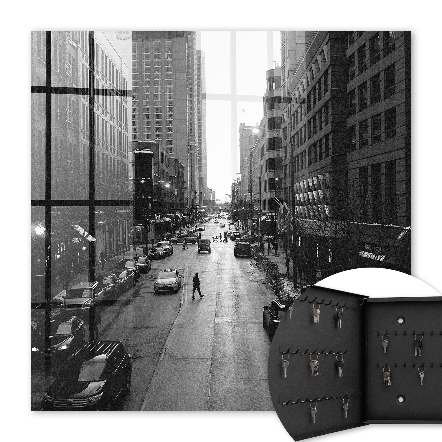 Armoire À Clés - (30 Cm X 30 Cm) - Boîte À Clés Murale - Coffret De Rangement Pour Clés - Couleur Noire - Ouverture Vers La Gauche - Pour Maison Et Bureau - Vie Urbaine Quotidienne