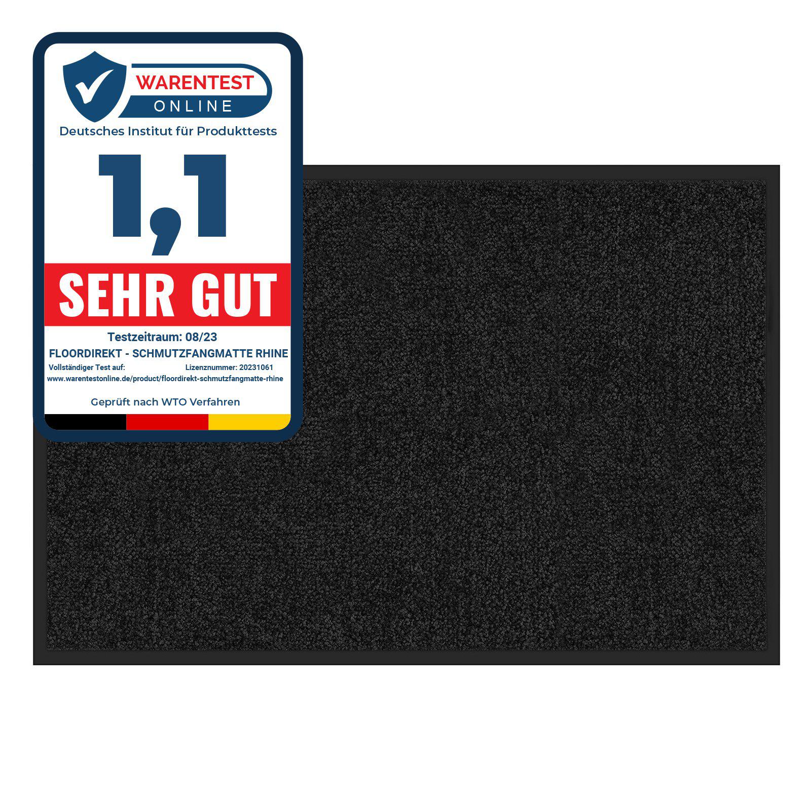 Tapis De Porte Paillasson D'Entrée Rhine Noir 40 X 60 Cm