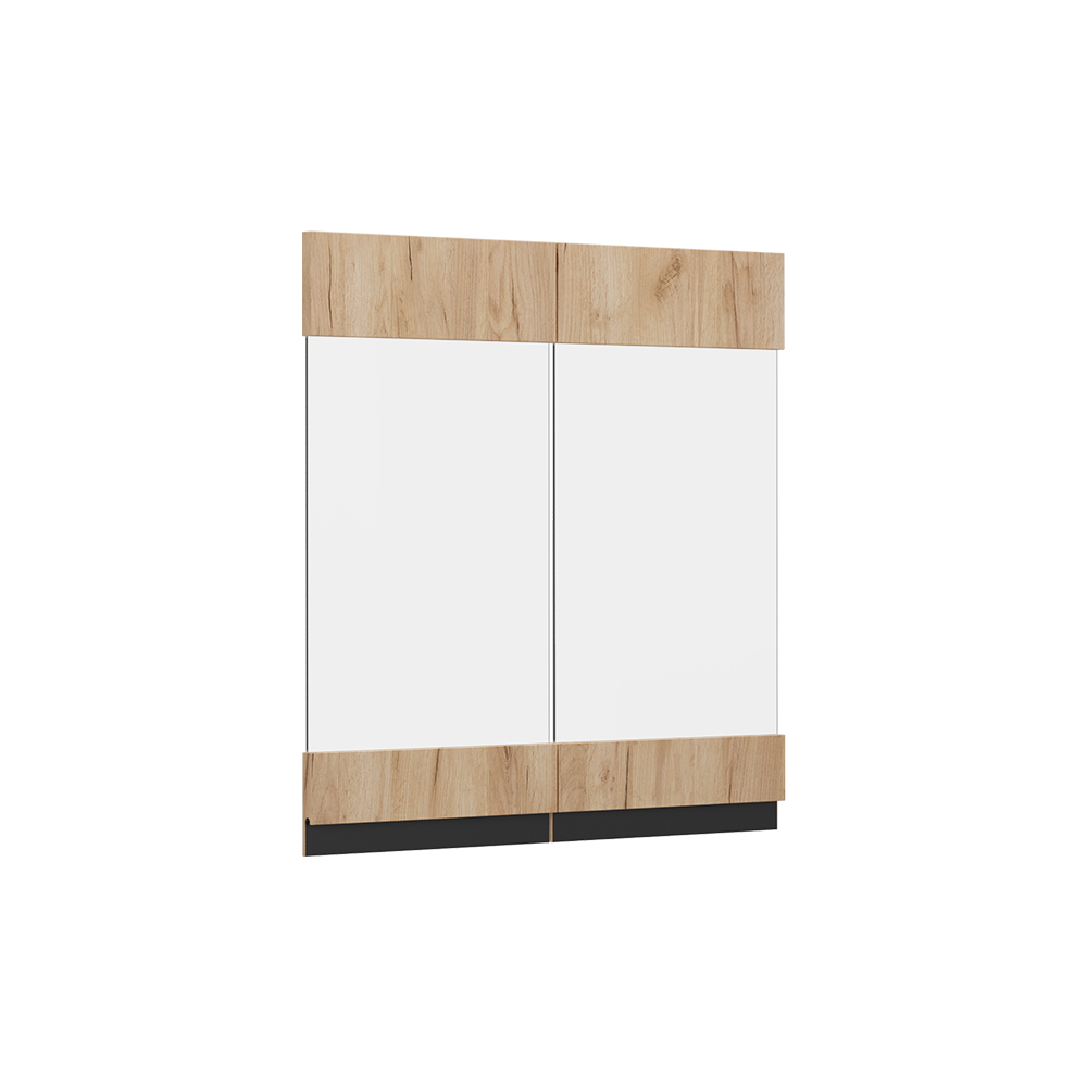 Façade De Cuisine R-line, Chêne De Force Doré, 59.2x59cm Façade De Meuble Pour Meuble Mural Vitré, Vicco