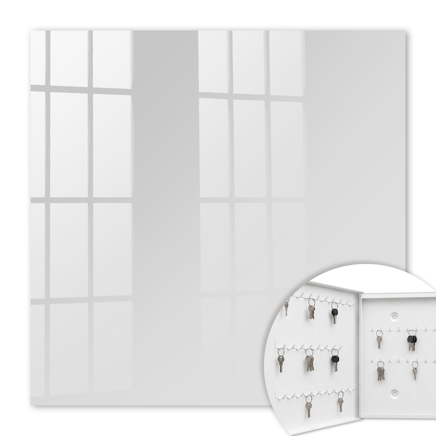 Armoire À Clés - (30 Cm X 30 Cm) - Boîte À Clés Murale - Coffret De Rangement Pour Clés - Couleur Blanche - Ouverture Vers La Gauche - Pour Maison Et Bureau - Couleur Grise