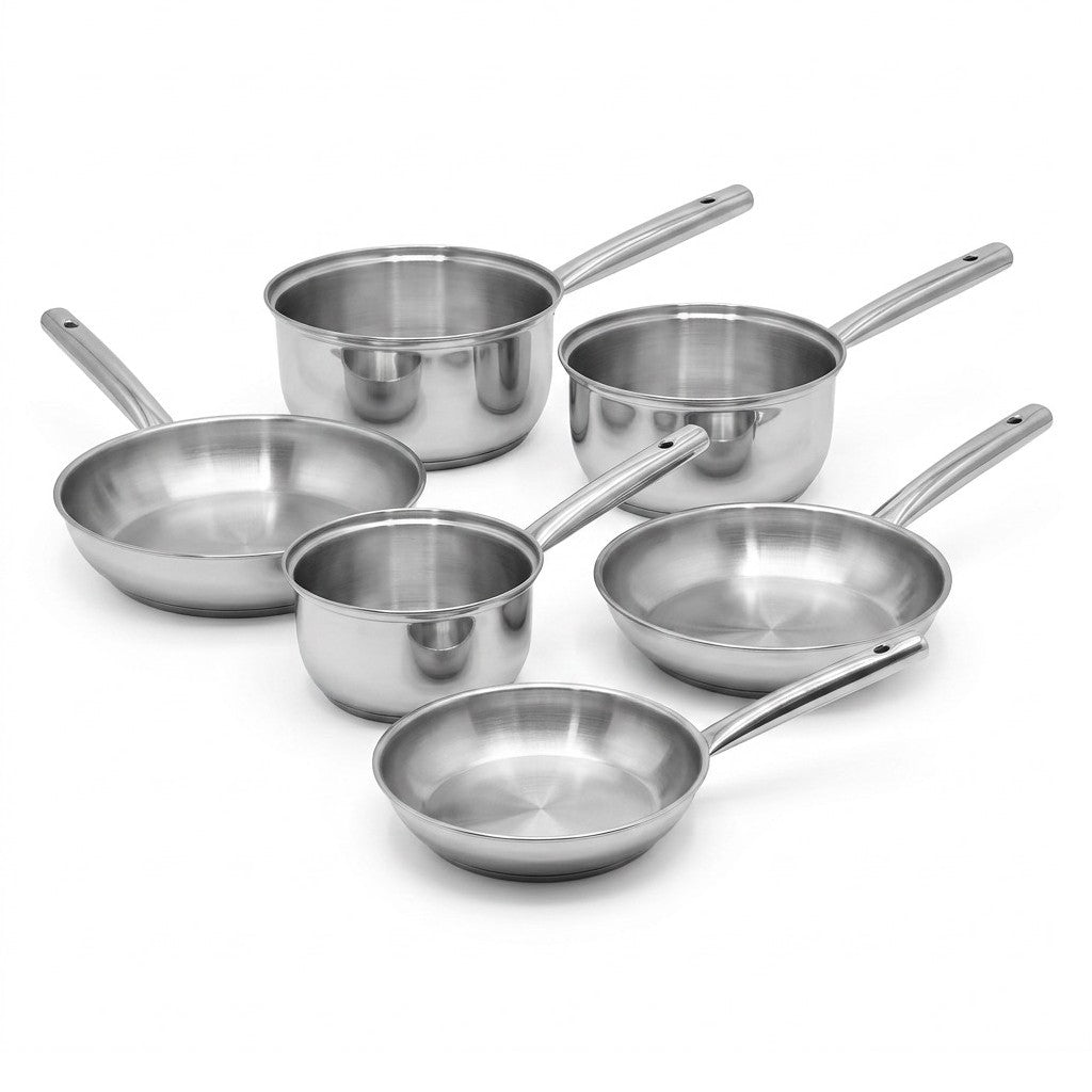 Lot De 3 Casseroles 18/20/22 Cm En Inox Et 3 Poêles 20/24/28 Cm Fackelmann Rhona