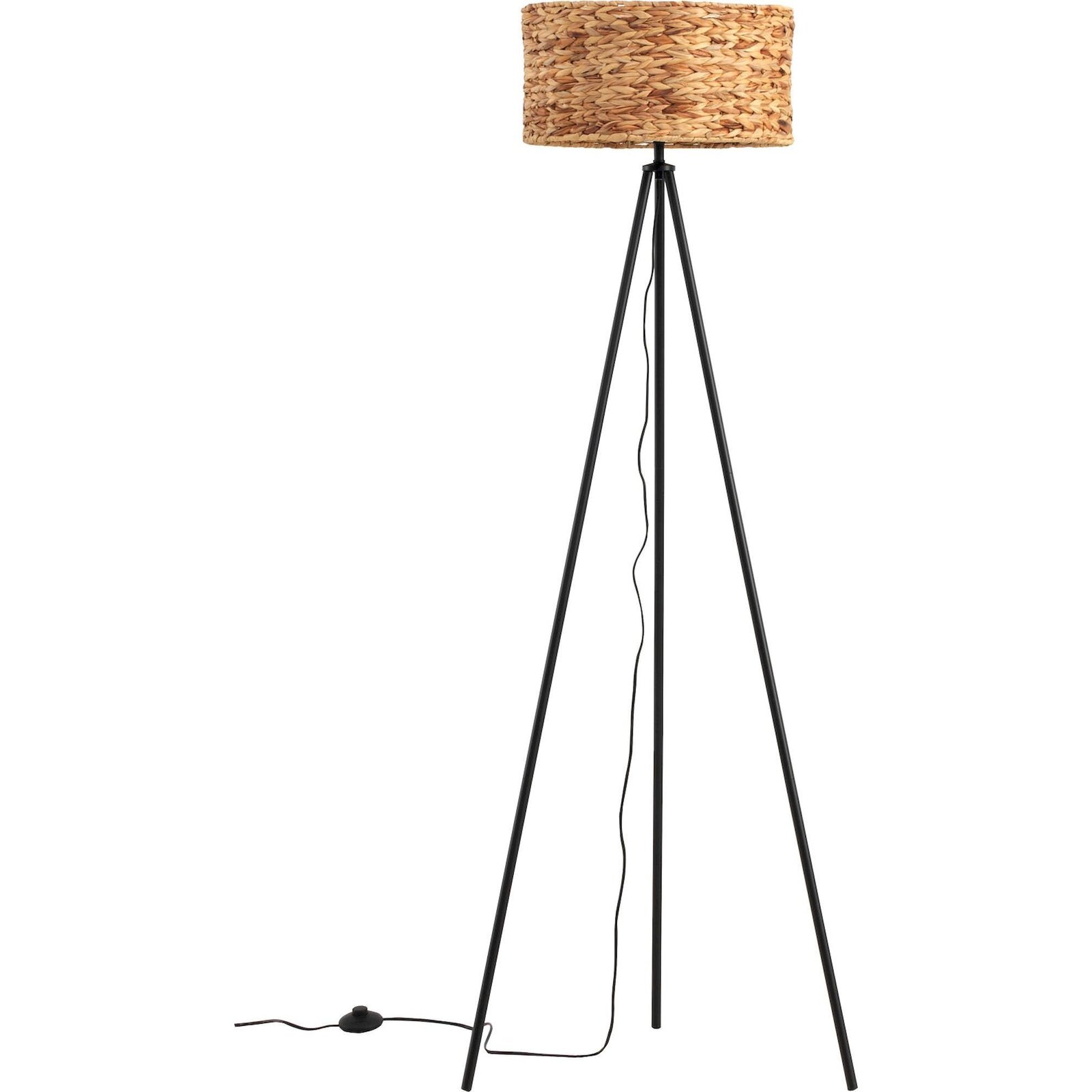 Lampe De Salon Élégante En Fibres Naturelles Et Métal Noir - Naturel Fibres Tressées Et Métal Noir