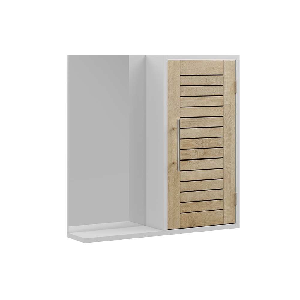 Armoire De Toilette Looma, Blanc/chêne, 60x60cm Avec 3 Compartiments, Vicco