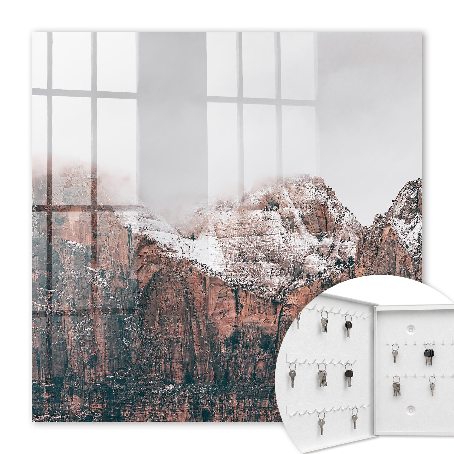 Armoire À Clés - (30 Cm X 30 Cm) - Boîte À Clés Murale - Coffret De Rangement Pour Clés - Couleur Blanche - Ouverture Vers La Gauche - Pour Maison Et Bureau - Le Silence Des Montagnes