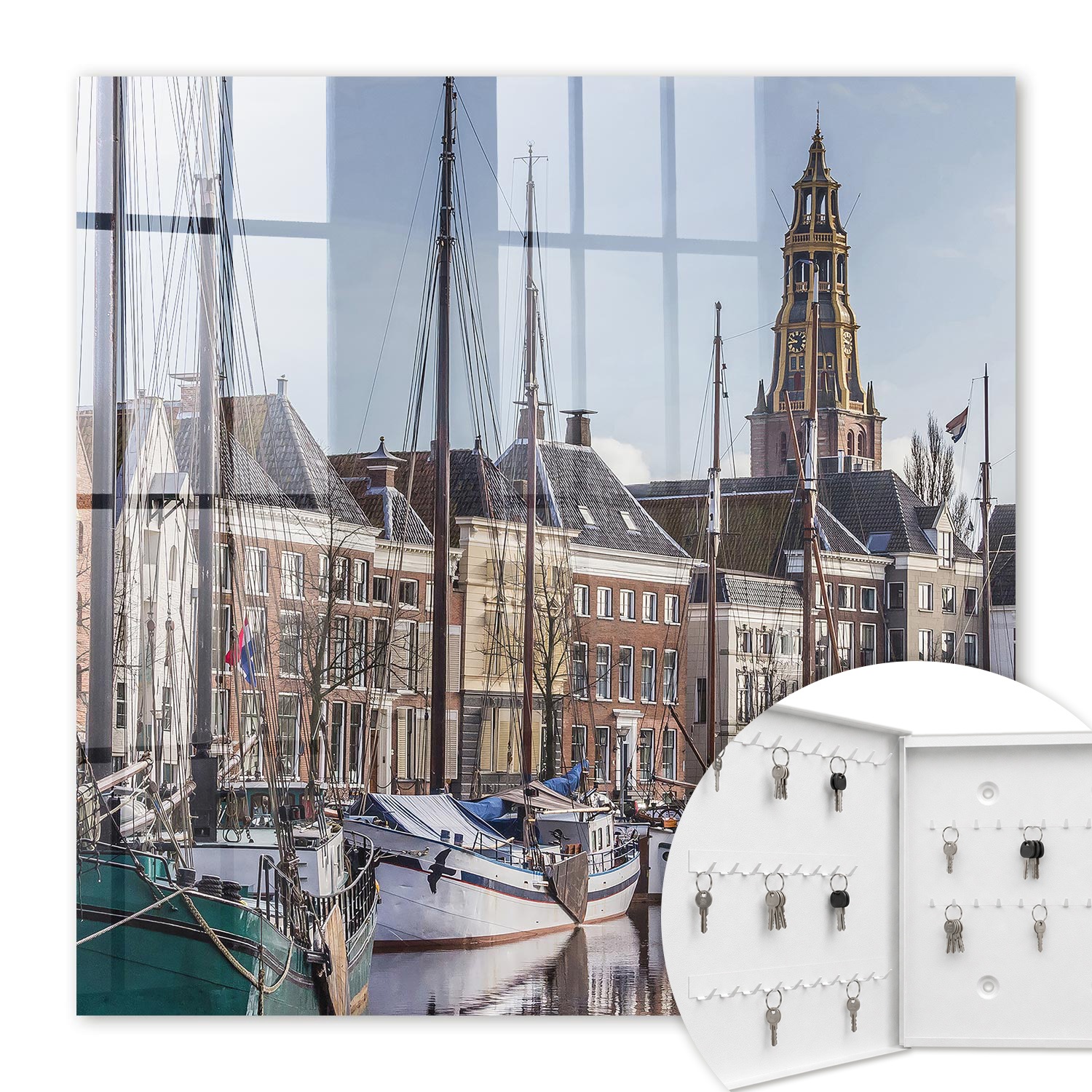 Armoire À Clés - (30 Cm X 30 Cm) - Boîte À Clés Murale - Coffret De Rangement Pour Clés - Couleur Blanche - Ouverture Vers La Gauche - Pour Maison Et Bureau - Voiles Sur L'Eau