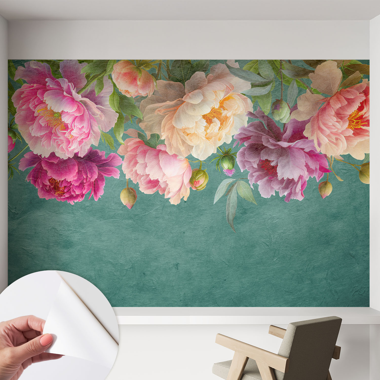 Papier Peint Adhésif Décoratif Pour Salon Chambre Et Cuisine Facile À Poser Avec Colle Élégance Florale 152x104 Cm