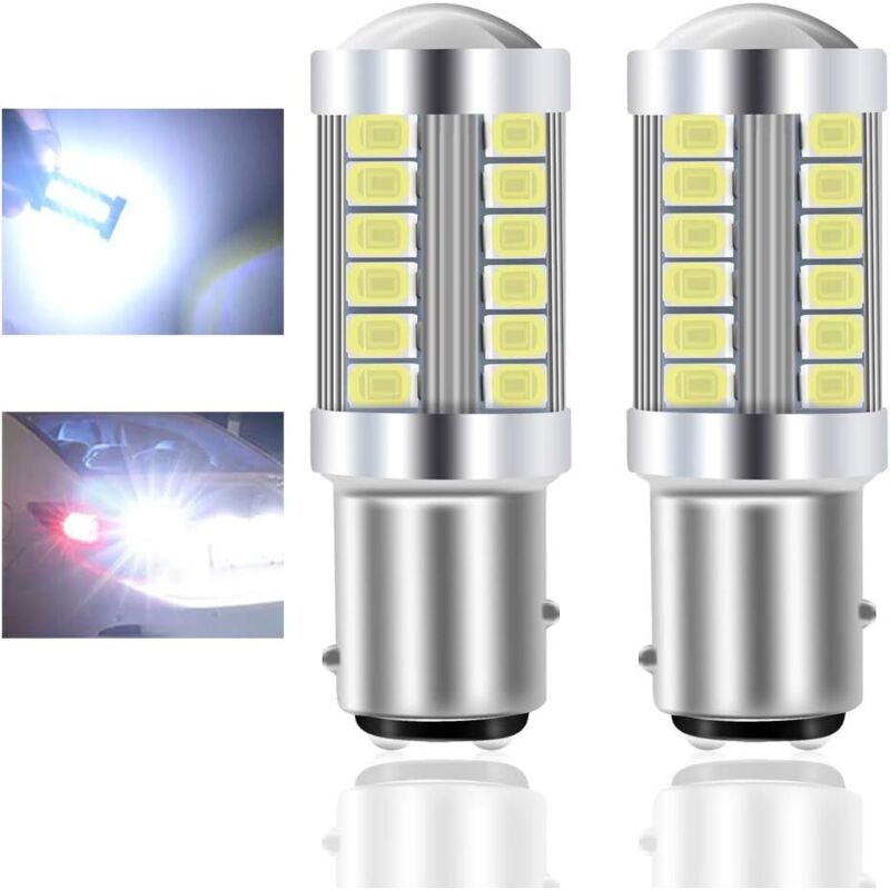 2 Pièces 1157 Bay15d Led Ampoule De Voiture Blanc 900lm Led Super Lumineuse Feu Arrière De Recul 12v