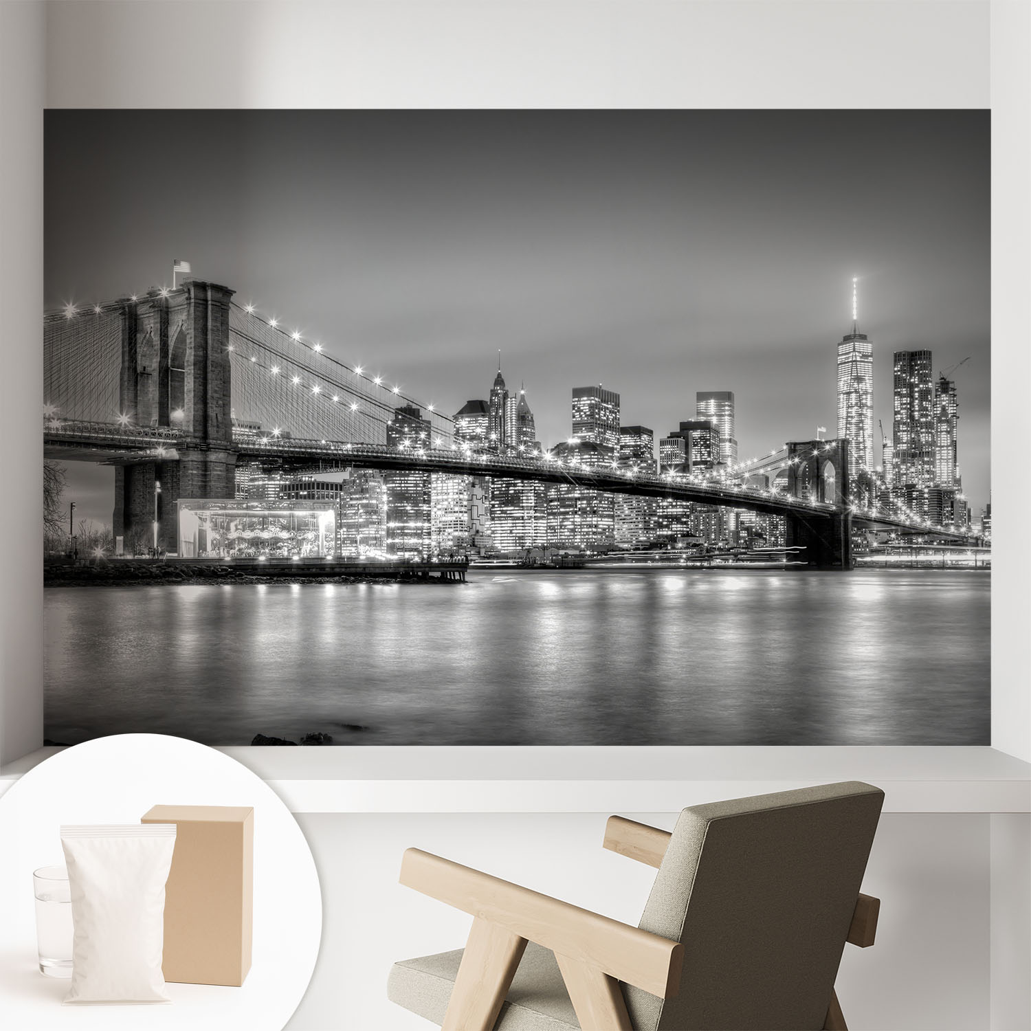 Papier Peint Intissé Décoratif Avec Motifs Pour Salon Et Chambre A Motif - Colle Incluse Gratuite Pont Métropolitain 104x70 Cm
