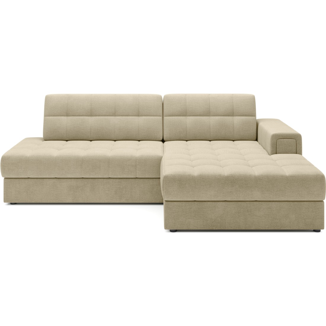 Canapé D'Angle Convertible Cubito Beige 240 Cm Avec Coffre Et Couchage