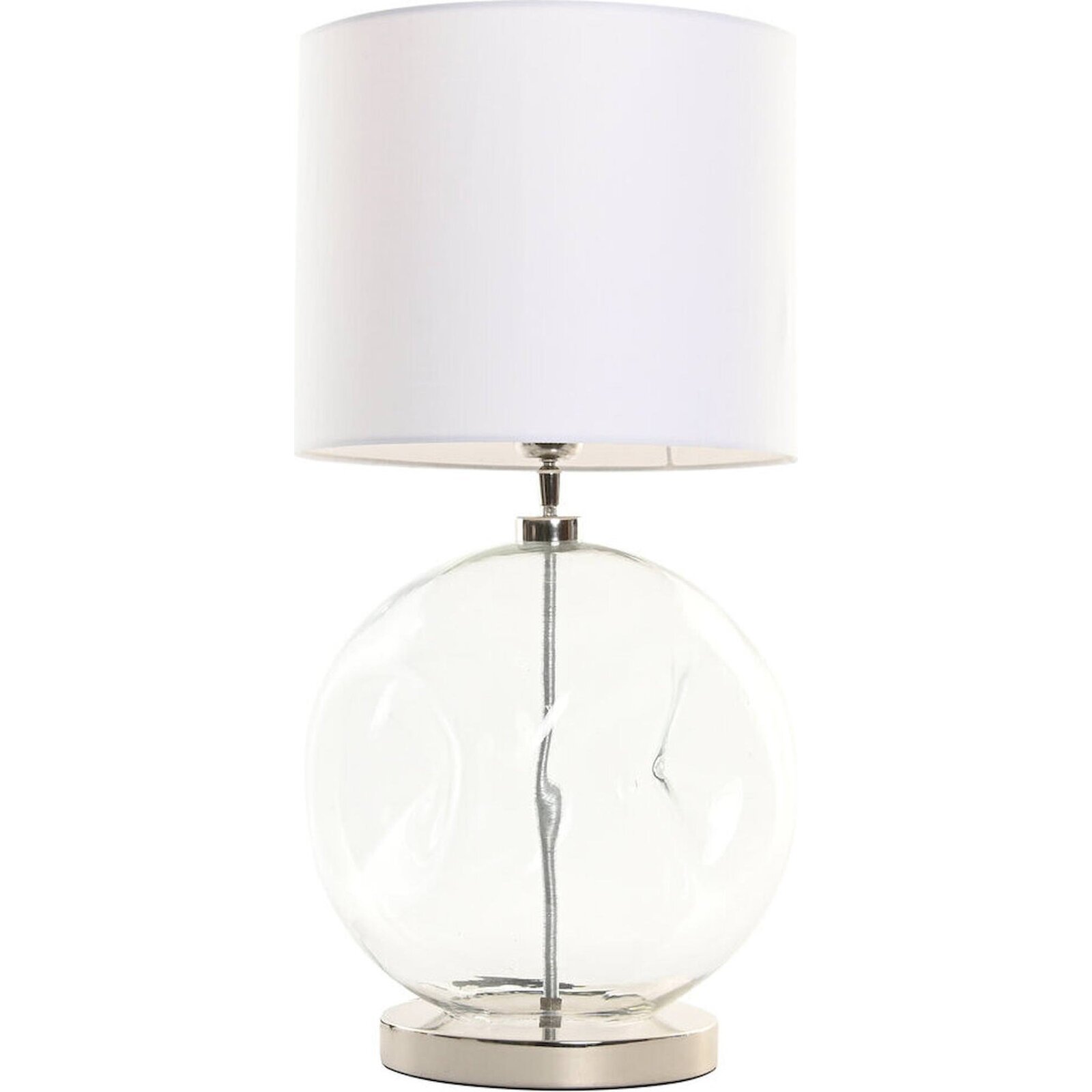 Lampe À Poser Verre Coton Style Organique Moderne Transparent - Transparent Et Blanc Naturel