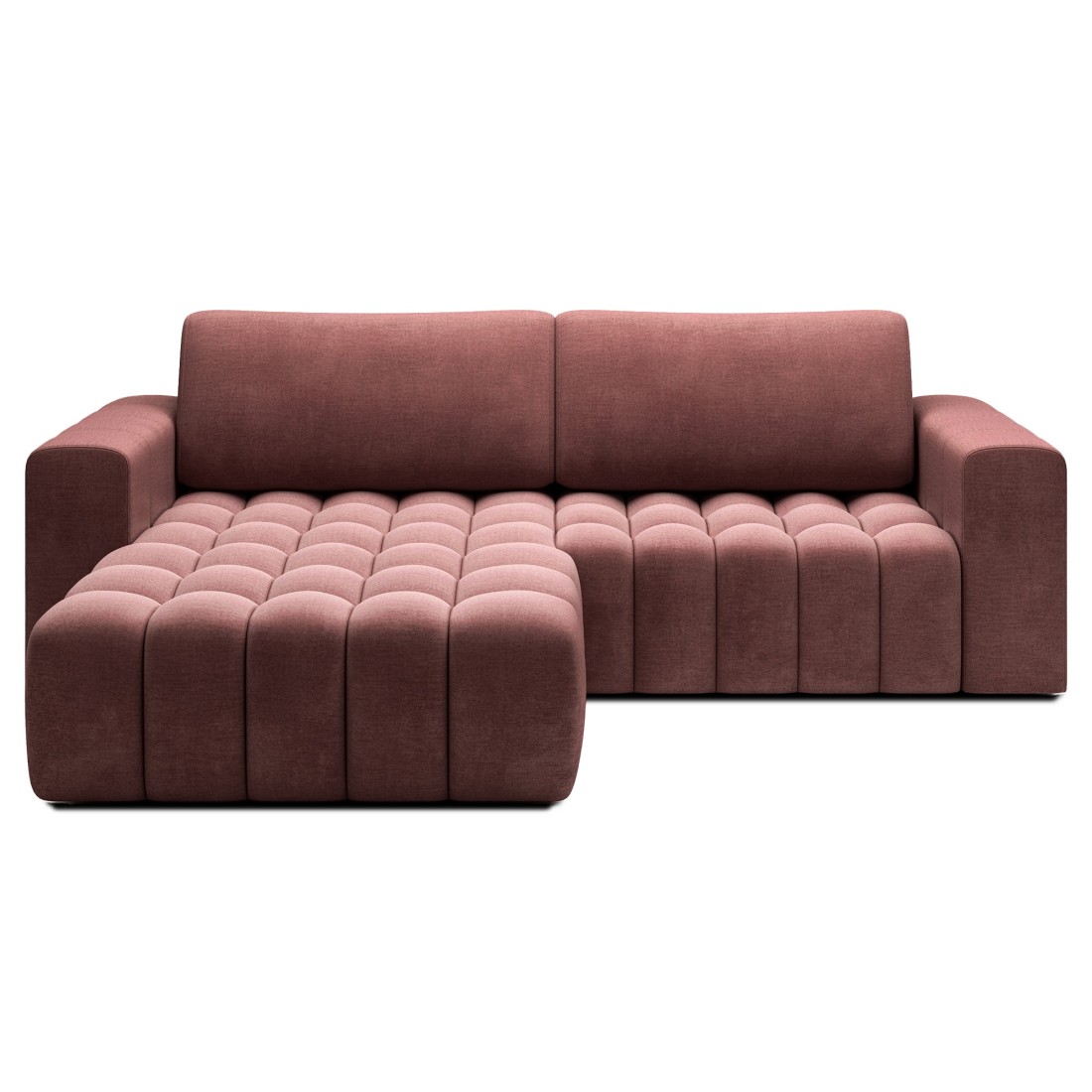 Canapé D'Angle Convertible Dory Rose 250 Cm Avec Coffre De Rangement Angle Gauche