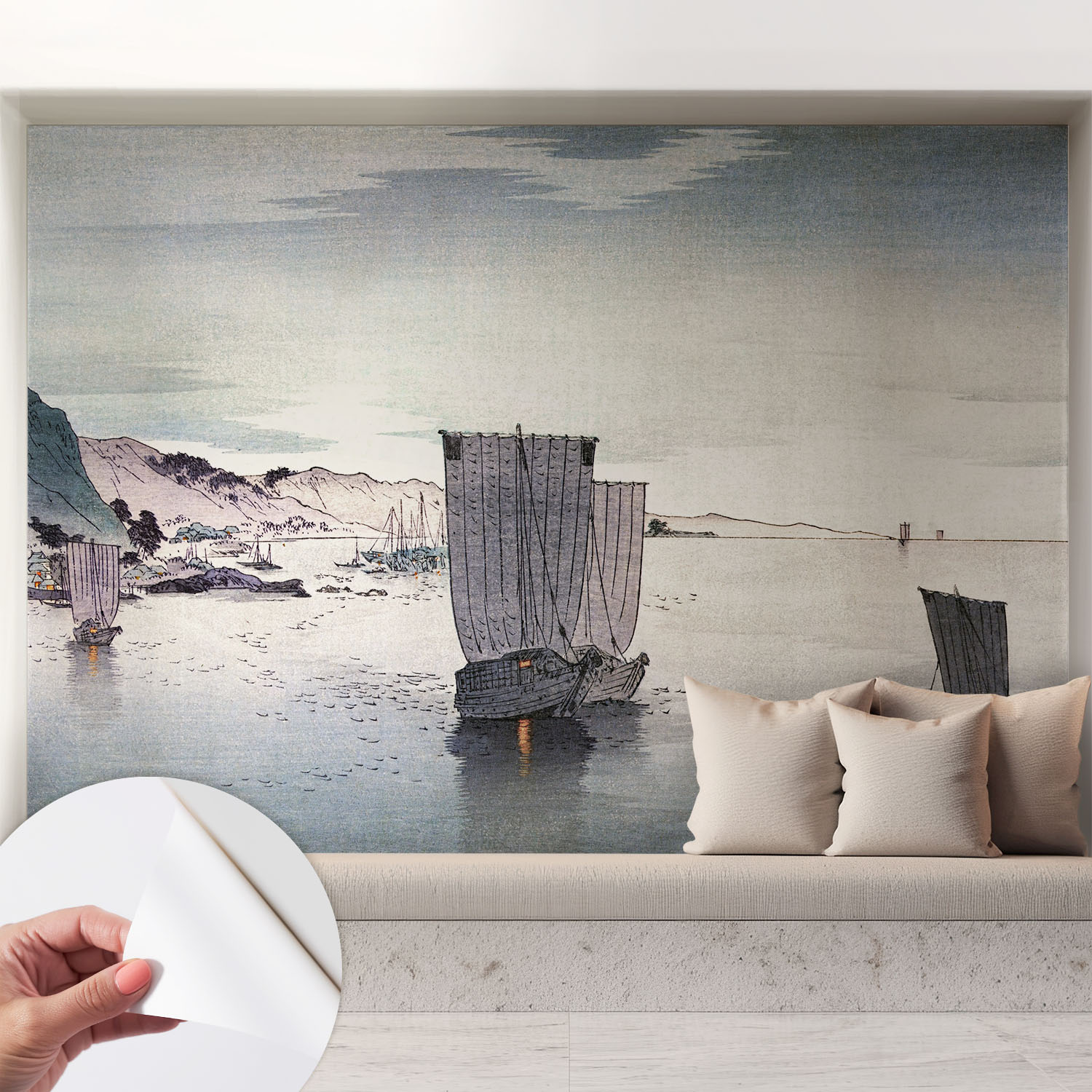 Papier Peint Autocollant Avec Imprimé Décoratif Pour Salon Et Chambre À Coucher Installation Facile Scène Maritime 208x146 Cm