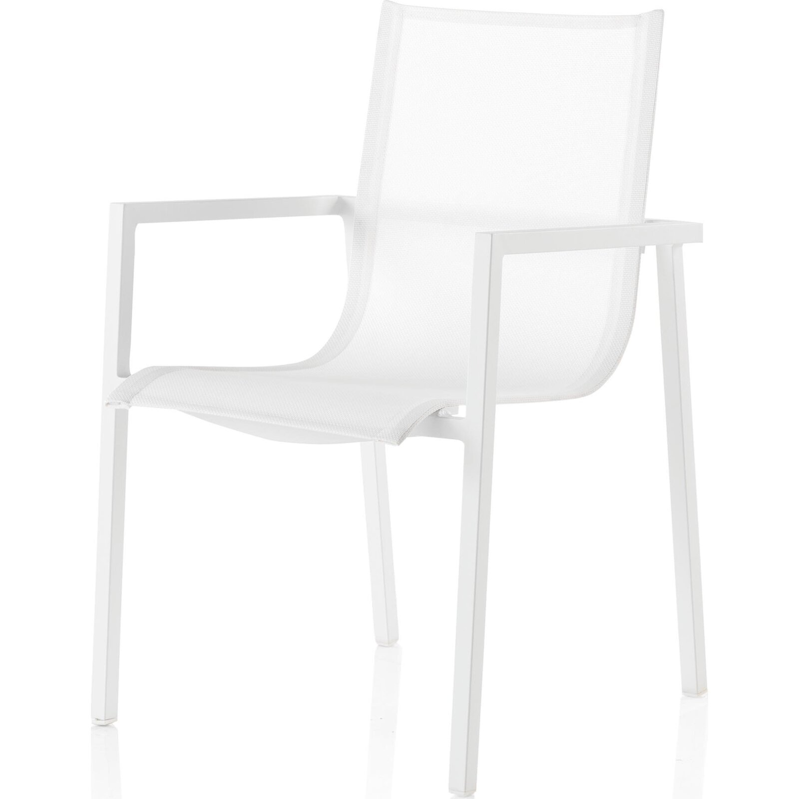X4 Chaises De Jardin Blanche En Aluminium Et Textilène Empilable - Blanc Éclat Lumineux