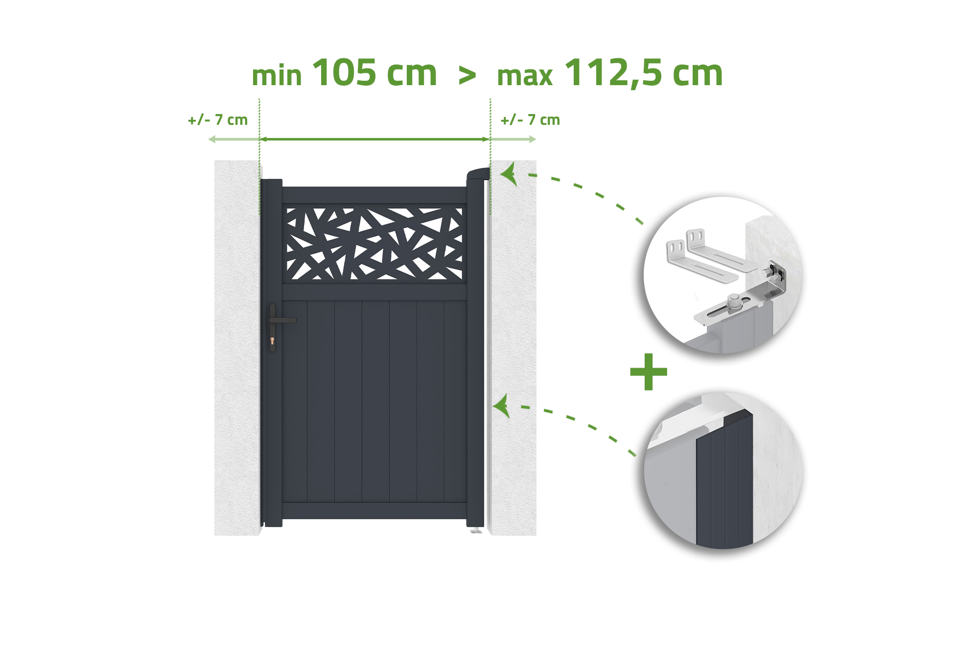 Portillon 1m Ajustable En Largeur Dolomite Ruivo H.160cm Aluminium Gris