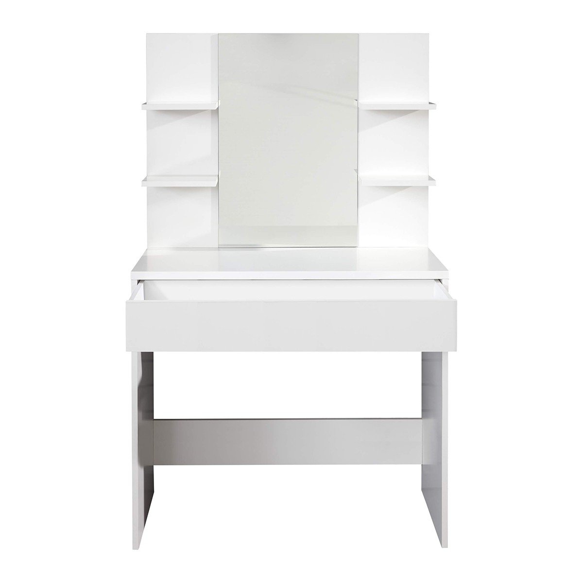 Trendteam - Calicosy - Coiffeuse Avec 4 Tablettes, 1 Grand Tiroir Et 1 Miroir L85 Cm - Basix