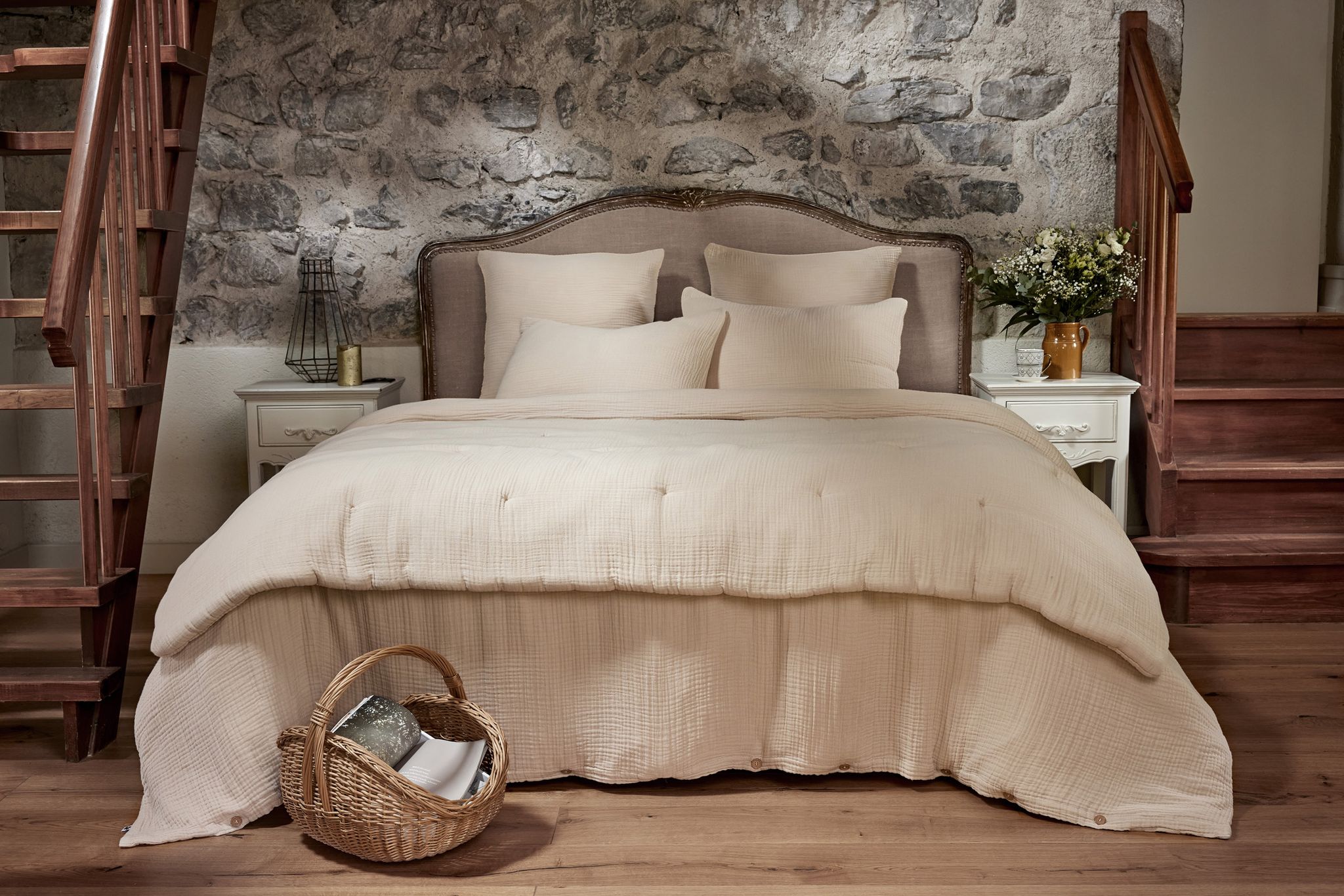 Housse De Couette 240 X 220 Cm Quadruple Gaze De Coton 220 G/m² Bella Pampa