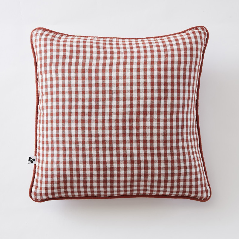 Coussin Déhoussable Avec Passepoil Tissé Teint "vickie" Toutes Dimensions "gaze De Coton" L'Effet Papillon - Vickie Terracotta - - Vickie Terracotta - Coussin Garni 45 X 45 Cm