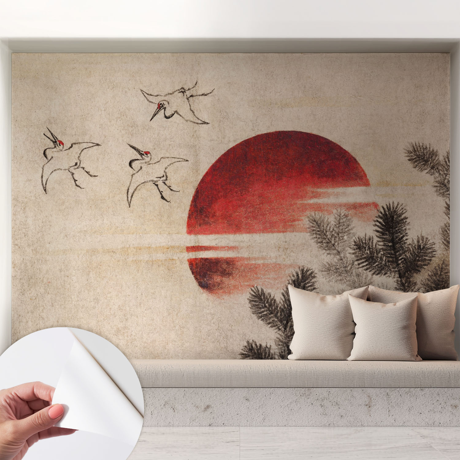 Tapete Adhésive Moderne Pour Salon Et Chambre À Coucher Décoration Rapide Avec Colle Lever De Soleil Dans La Forêt 208x146 Cm