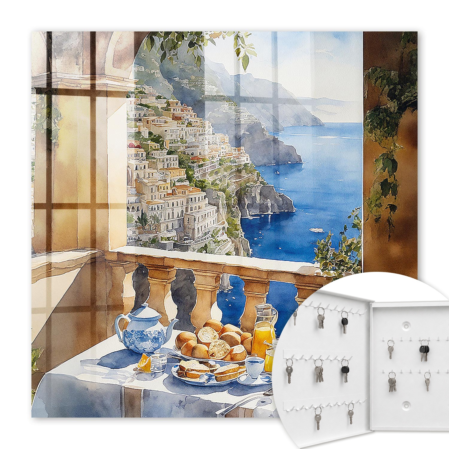 Armoire À Clés - (30 Cm X 30 Cm) - Boîte À Clés Murale - Coffret De Rangement Pour Clés - Couleur Blanche - Ouverture Vers La Gauche - Pour Maison Et Bureau - Petit-déjeuner Sur La Terrasse
