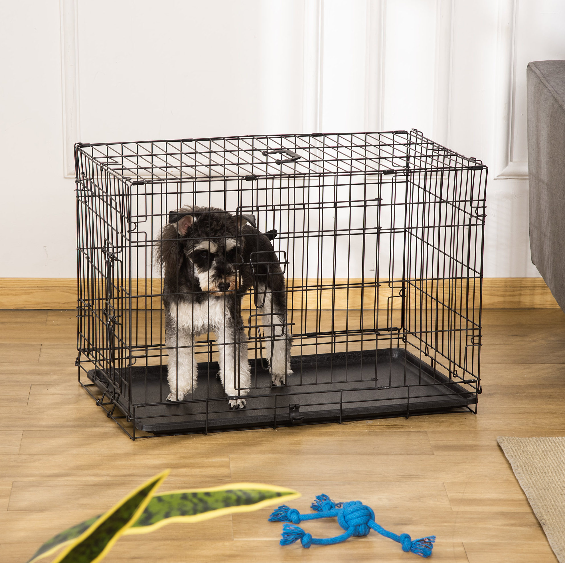Cage Pour Chien Et Petits Animaux Pliable En Métal Noir 76 X 46 X 52 Cm