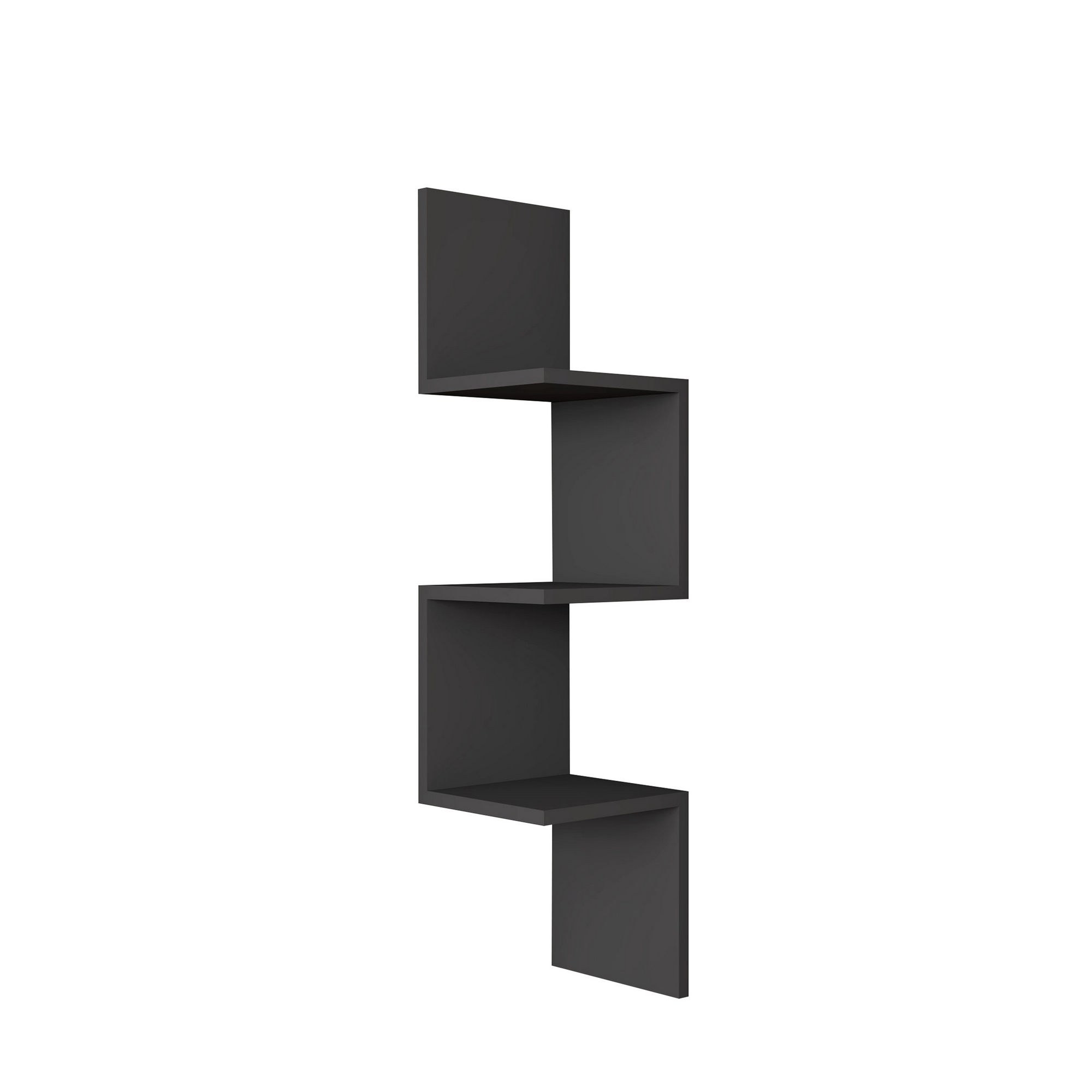 Étagère D'Angle Murale En Bois "zikzak" - 25 X 25 X 105 Cm - Gris Anthracite