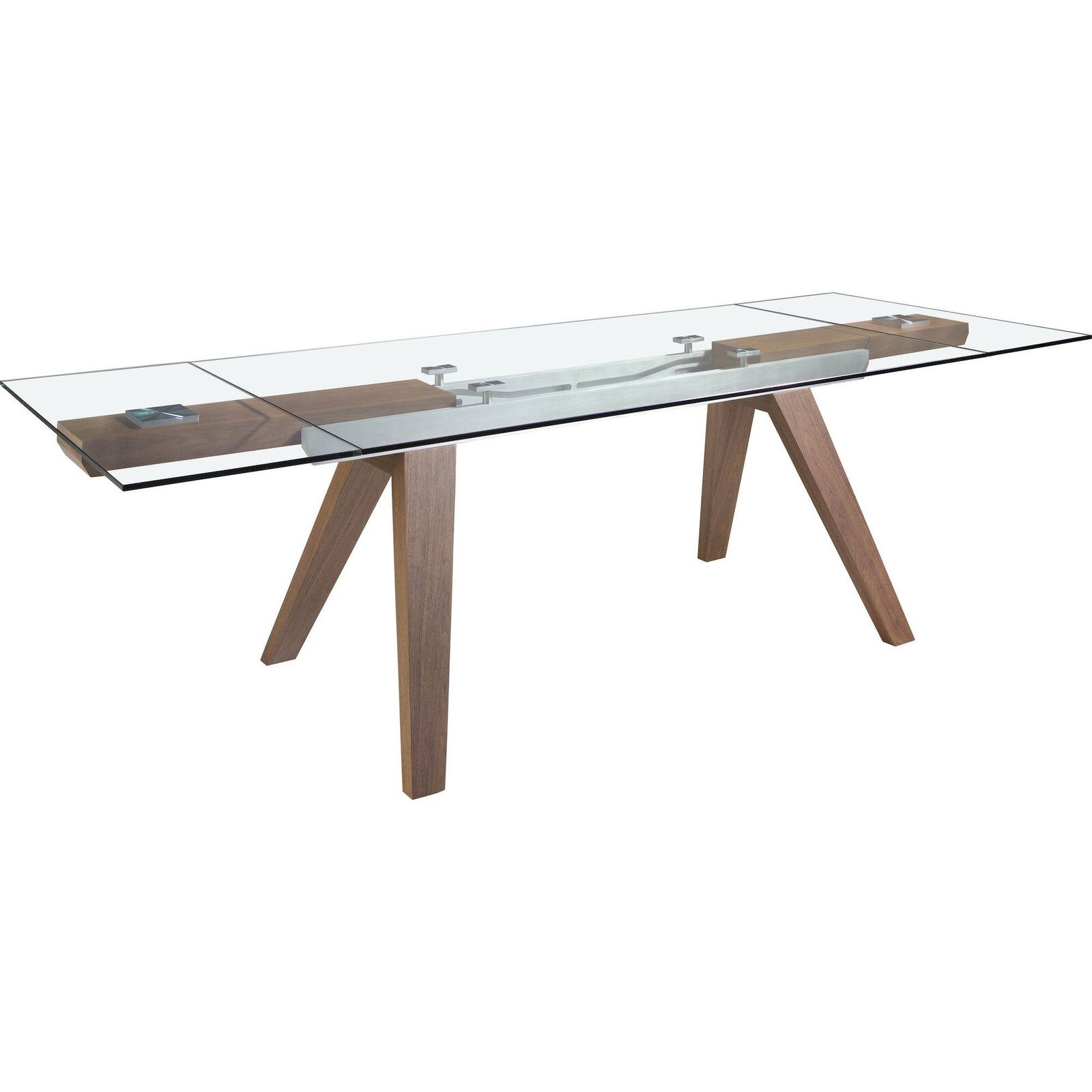Table Repas Extensible Verre Et Noyer Angel Cerda - Verre Transparent Et Noyer Naturel