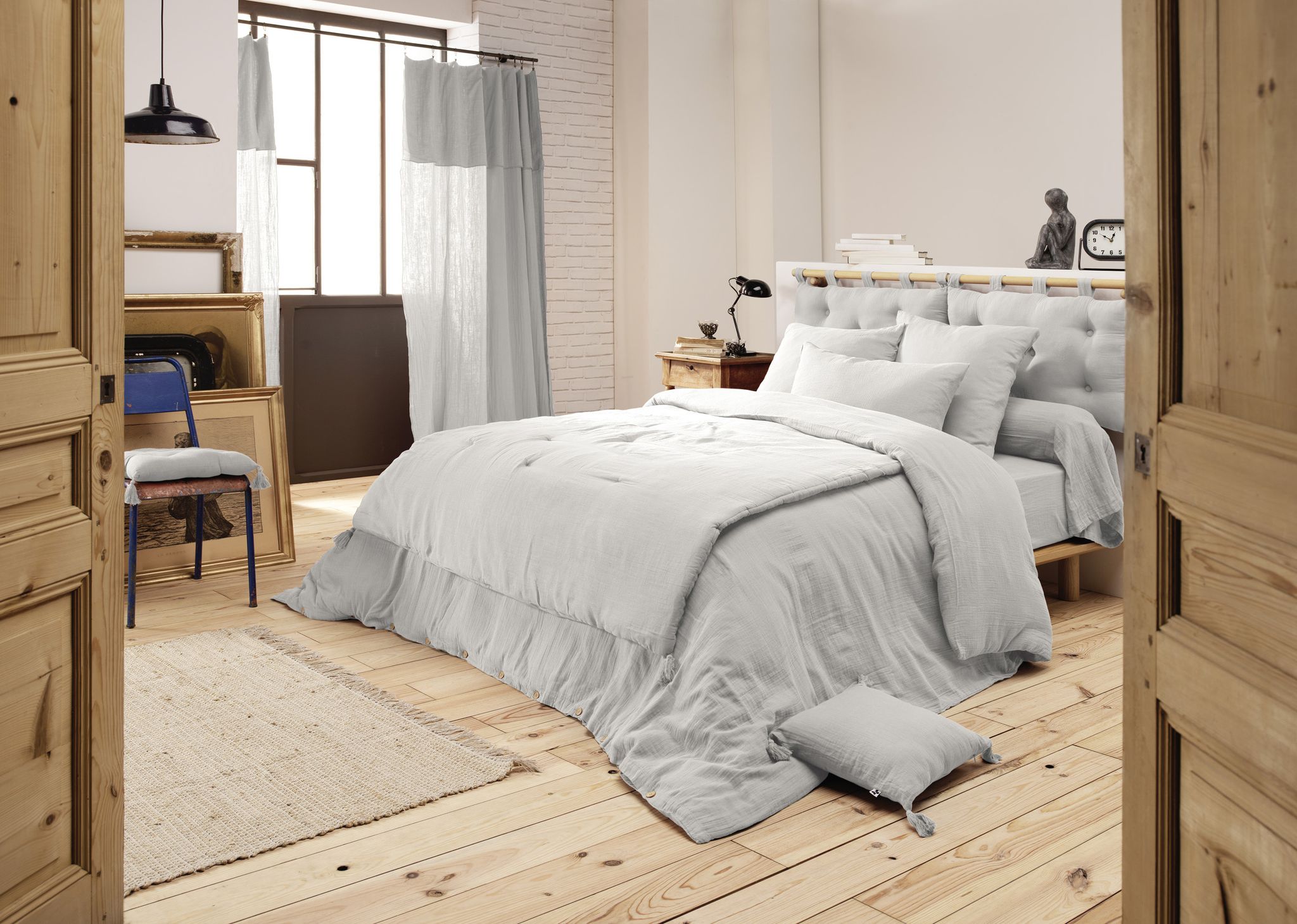 Housse De Couette 280 X 240 Cm King Size - Double Gaze - Mila Nuage