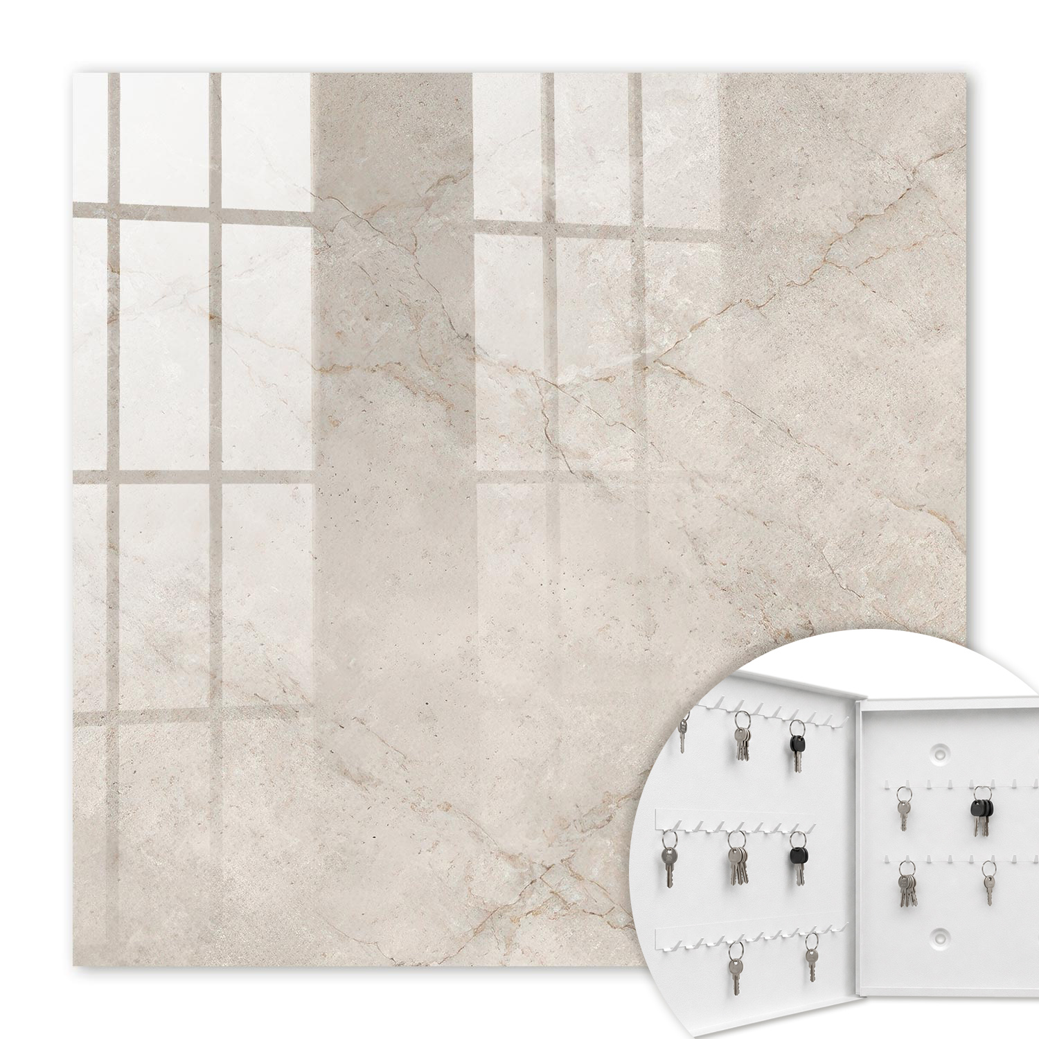 Armoire À Clés - (30 Cm X 30 Cm) - Boîte À Clés Murale - Coffret De Rangement Pour Clés - Couleur Blanche - Ouverture Vers La Gauche - Pour Maison Et Bureau - Élégance Subtile