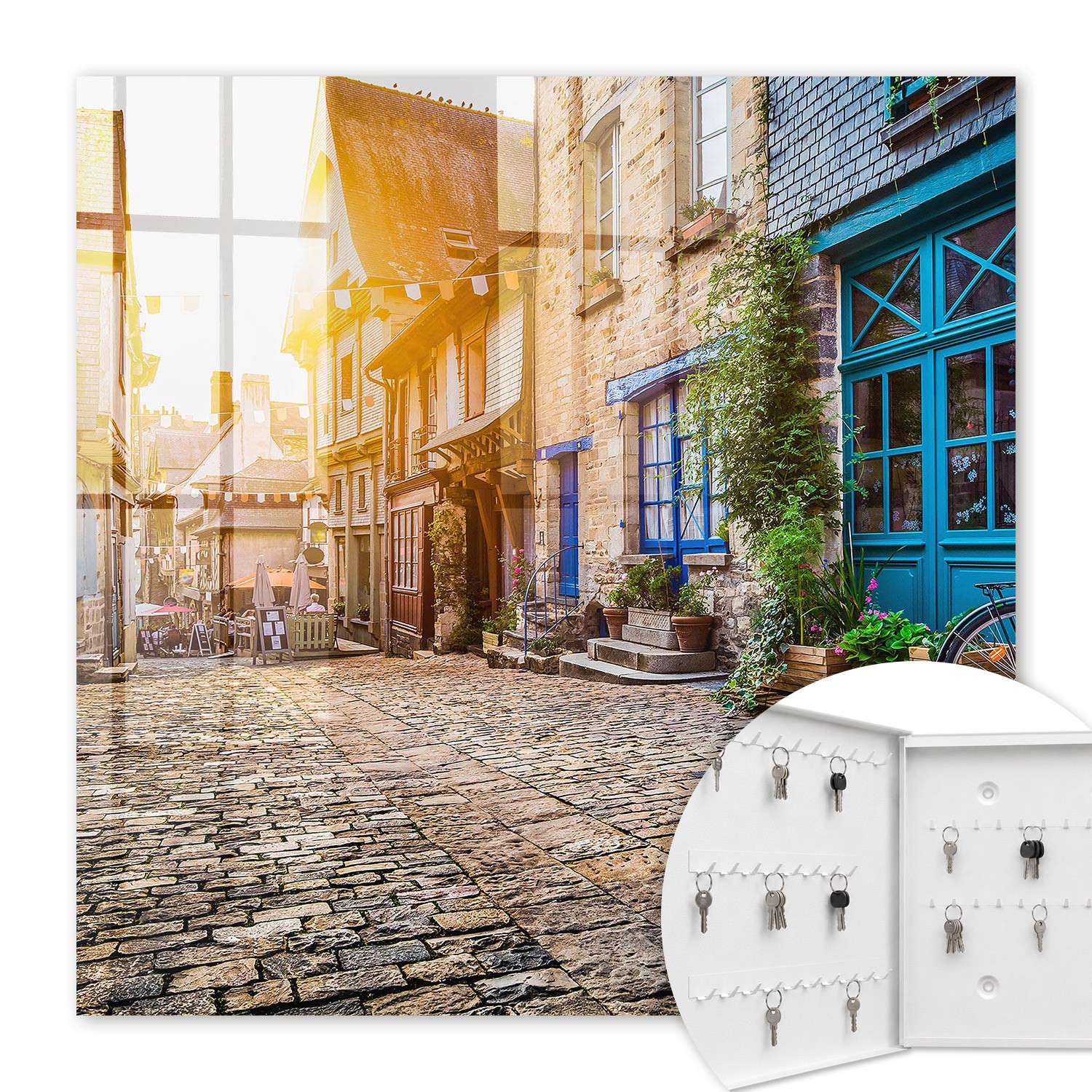 Armoire À Clés - (30 Cm X 30 Cm) - Boîte À Clés Murale - Coffret De Rangement Pour Clés - Couleur Blanche - Ouverture Vers La Gauche - Pour Maison Et Bureau - Paix Urbaine