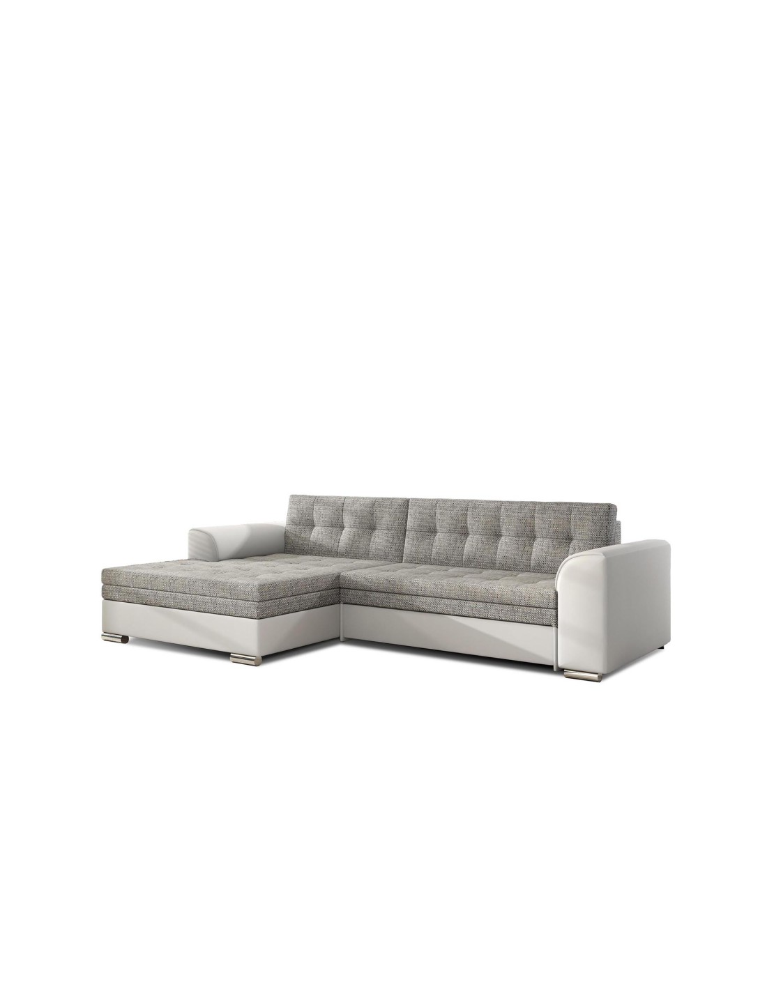 Canapé D'Angle Convertible Conforto 4 Places Gris Et Blanc - Angle Gauche