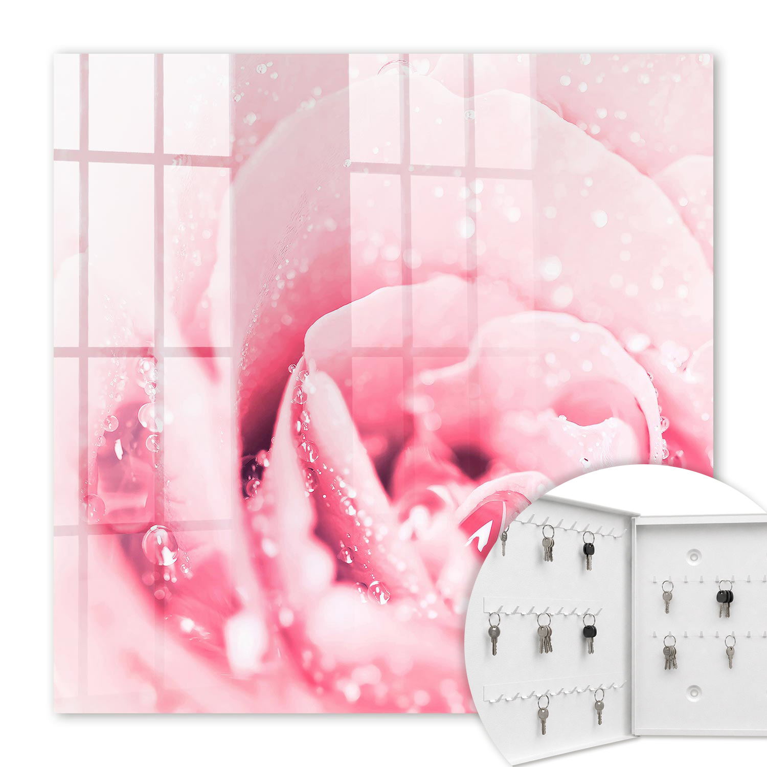 Armoire À Clés - (30 Cm X 30 Cm) - Boîte À Clés Murale - Coffret De Rangement Pour Clés - Couleur Blanche - Ouverture Vers La Gauche - Pour Maison Et Bureau - Délice De Rose